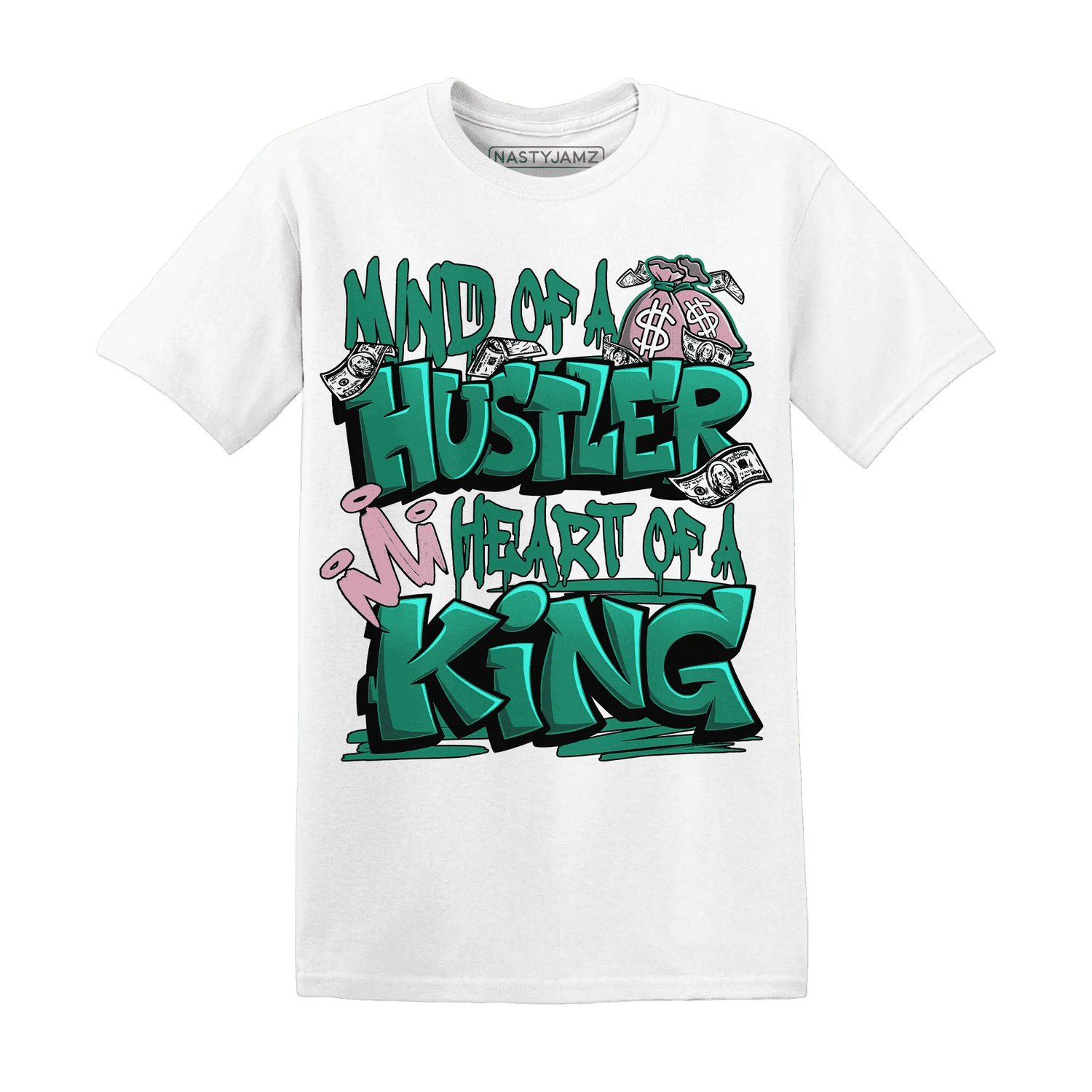NastyJamz-Dunk-Pink-Malachite-Medium-Soft-Low-Sail-T-Shirt-Match-Hustler-Heart-King