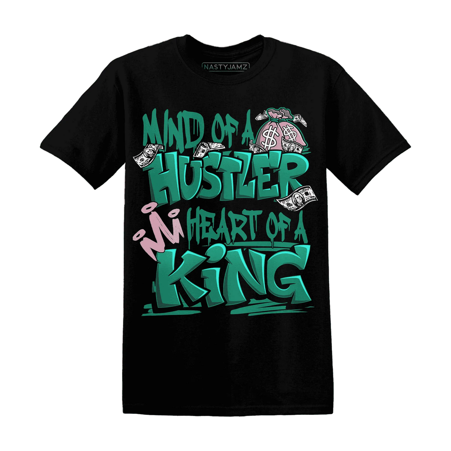 NastyJamz-Dunk-Pink-Malachite-Medium-Soft-Low-Sail-T-Shirt-Match-Hustler-Heart-King