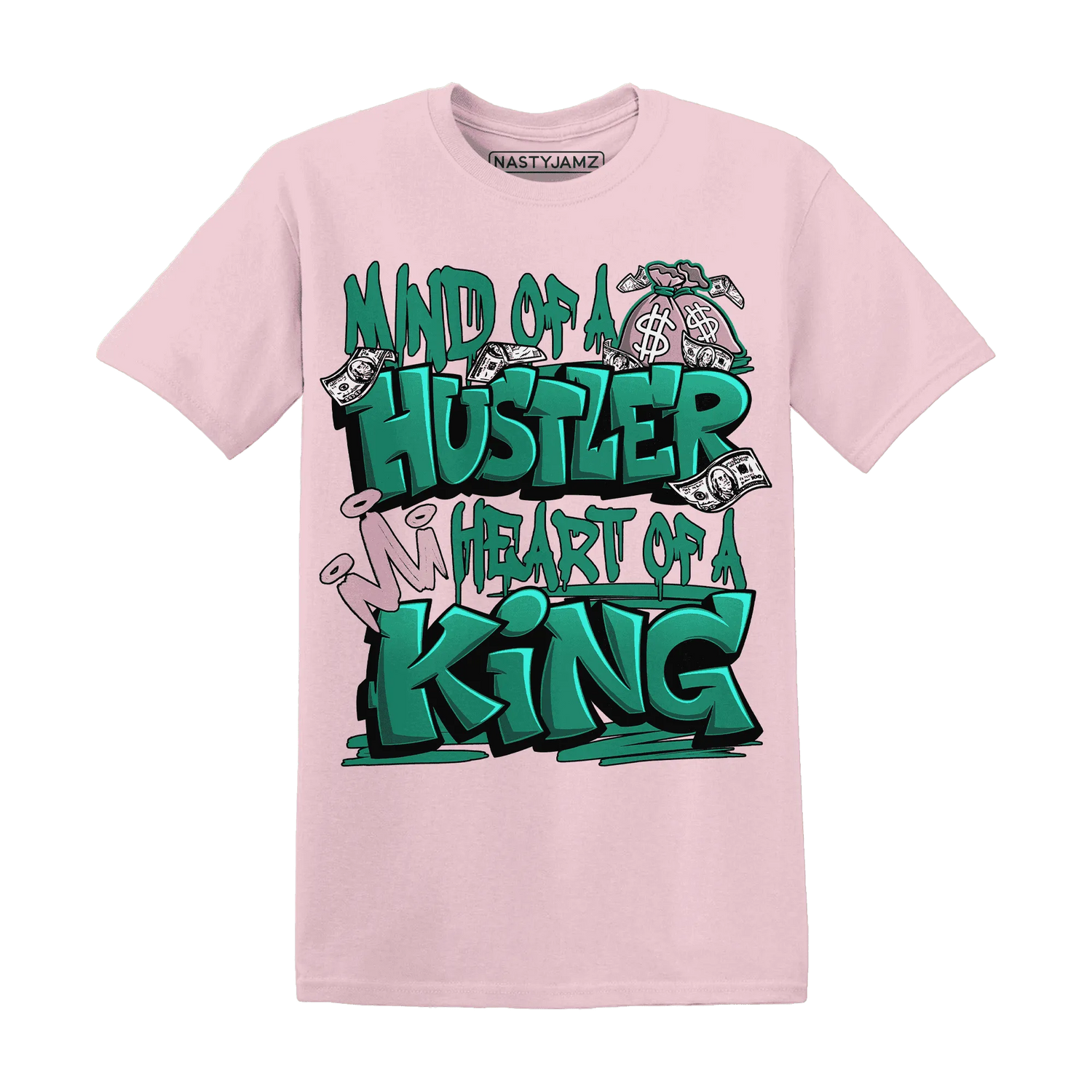 NastyJamz-Dunk-Pink-Malachite-Medium-Soft-Low-Sail-T-Shirt-Match-Hustler-Heart-King