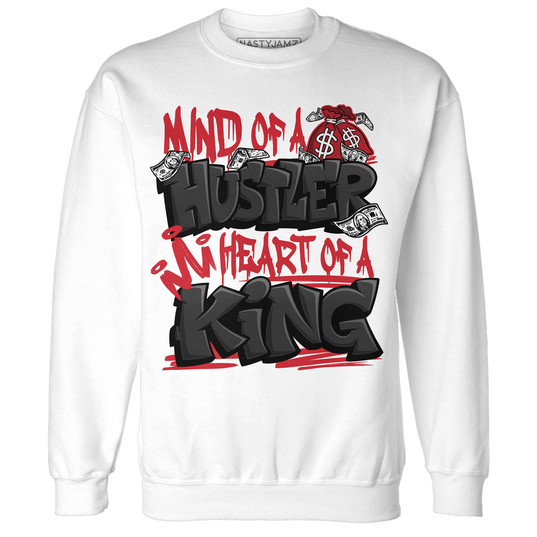 Jumman Jack Universityy Red Sweatshirt Match Hustler Heart King - NastyJamz