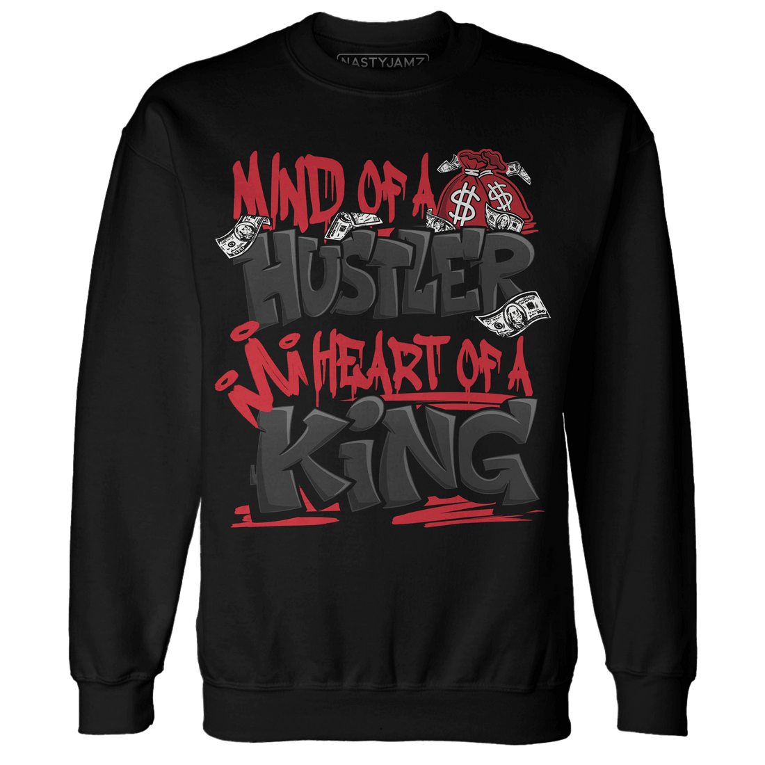 Jumman Jack Universityy Red Sweatshirt Match Hustler Heart King - NastyJamz