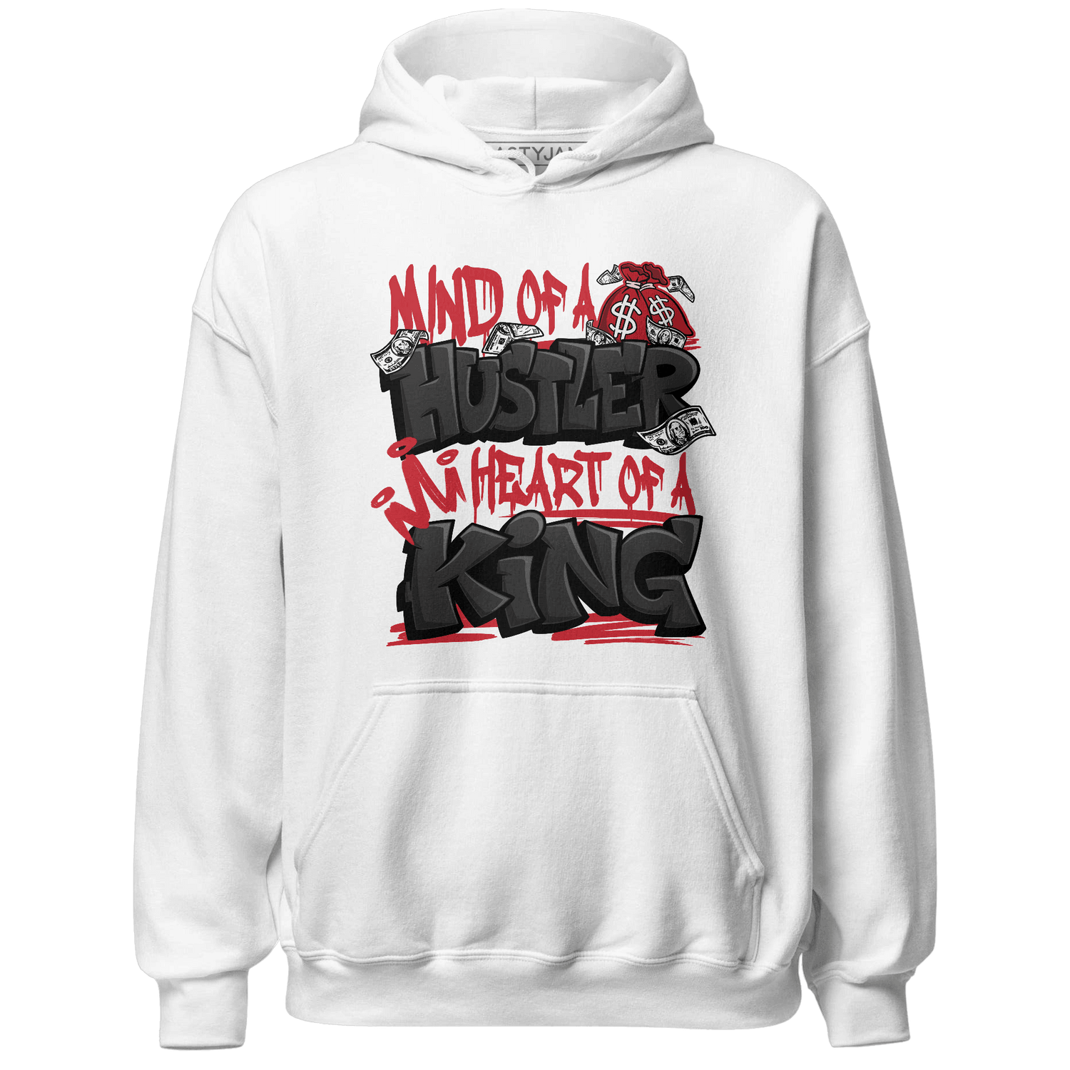 Jumman Jack Universityy Red Hoodie Match Hustler Heart King - NastyJamz