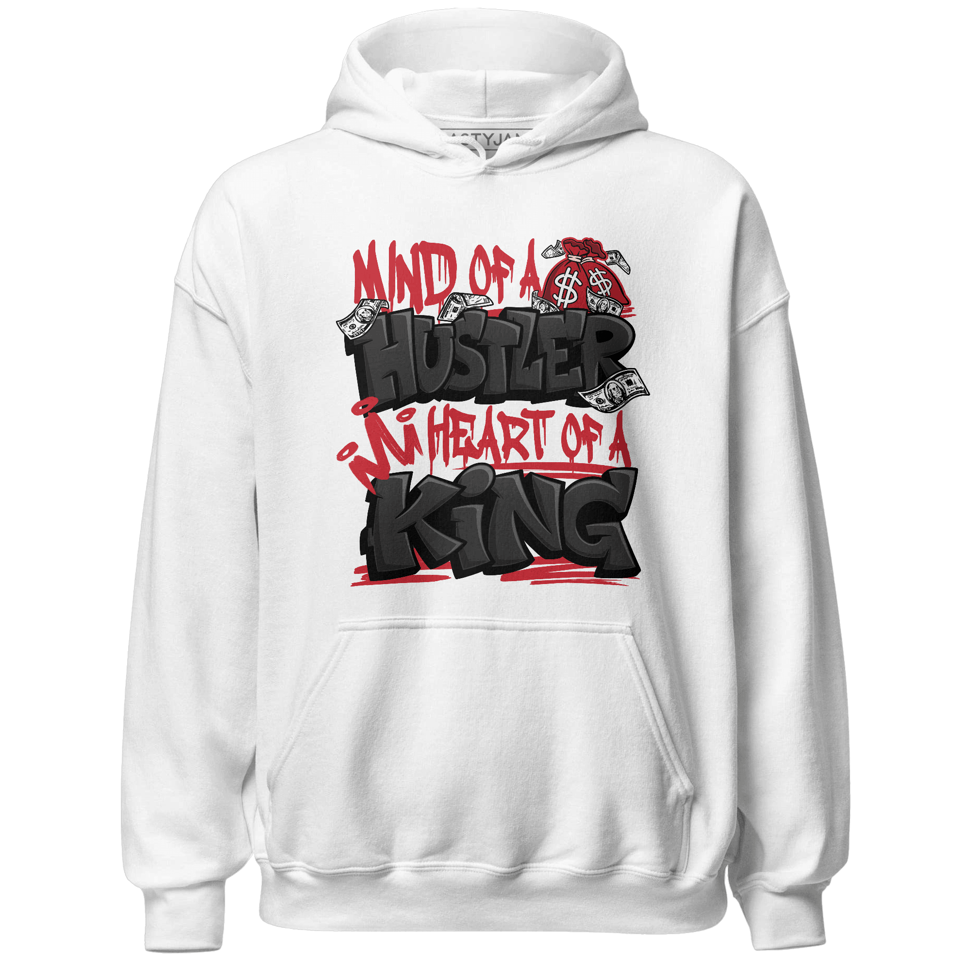 Jumman Jack Universityy Red Hoodie Match Hustler Heart King - NastyJamz