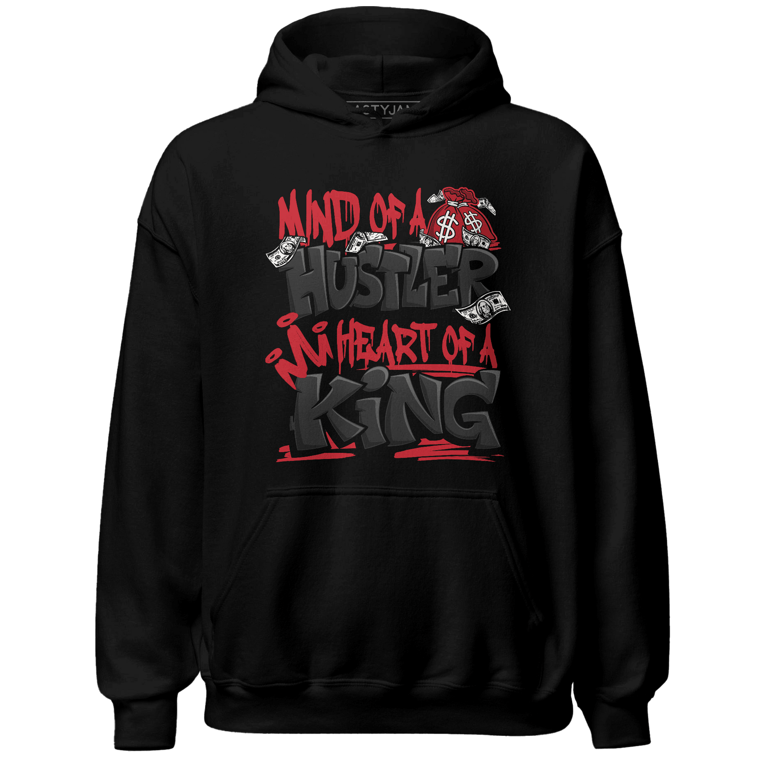 Jumman Jack Universityy Red Hoodie Match Hustler Heart King - NastyJamz