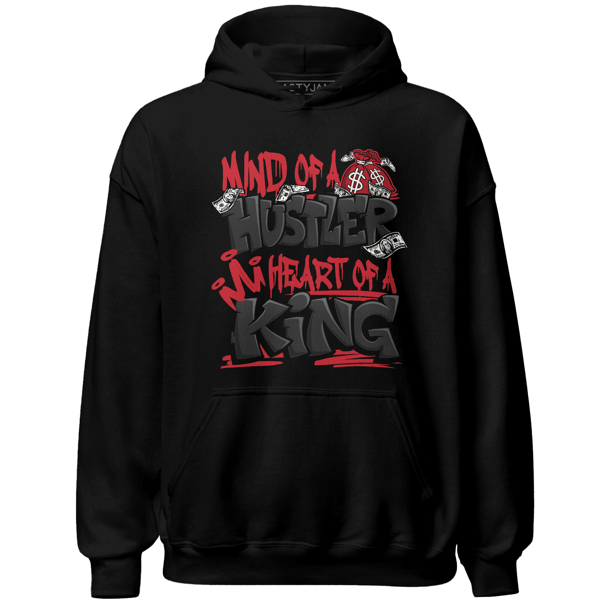 Jumman Jack Universityy Red Hoodie Match Hustler Heart King - NastyJamz