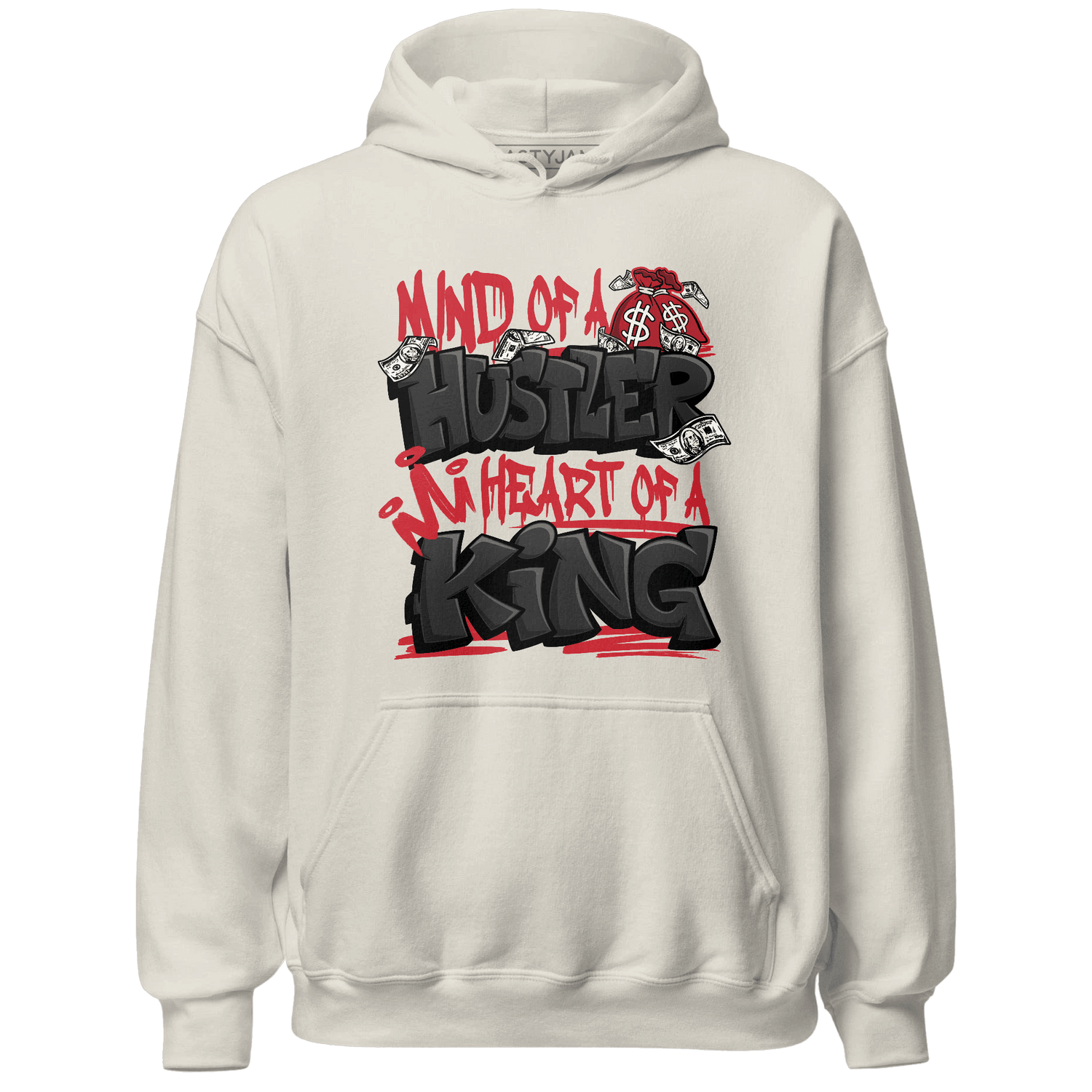 Jumman Jack Universityy Red Hoodie Match Hustler Heart King - NastyJamz