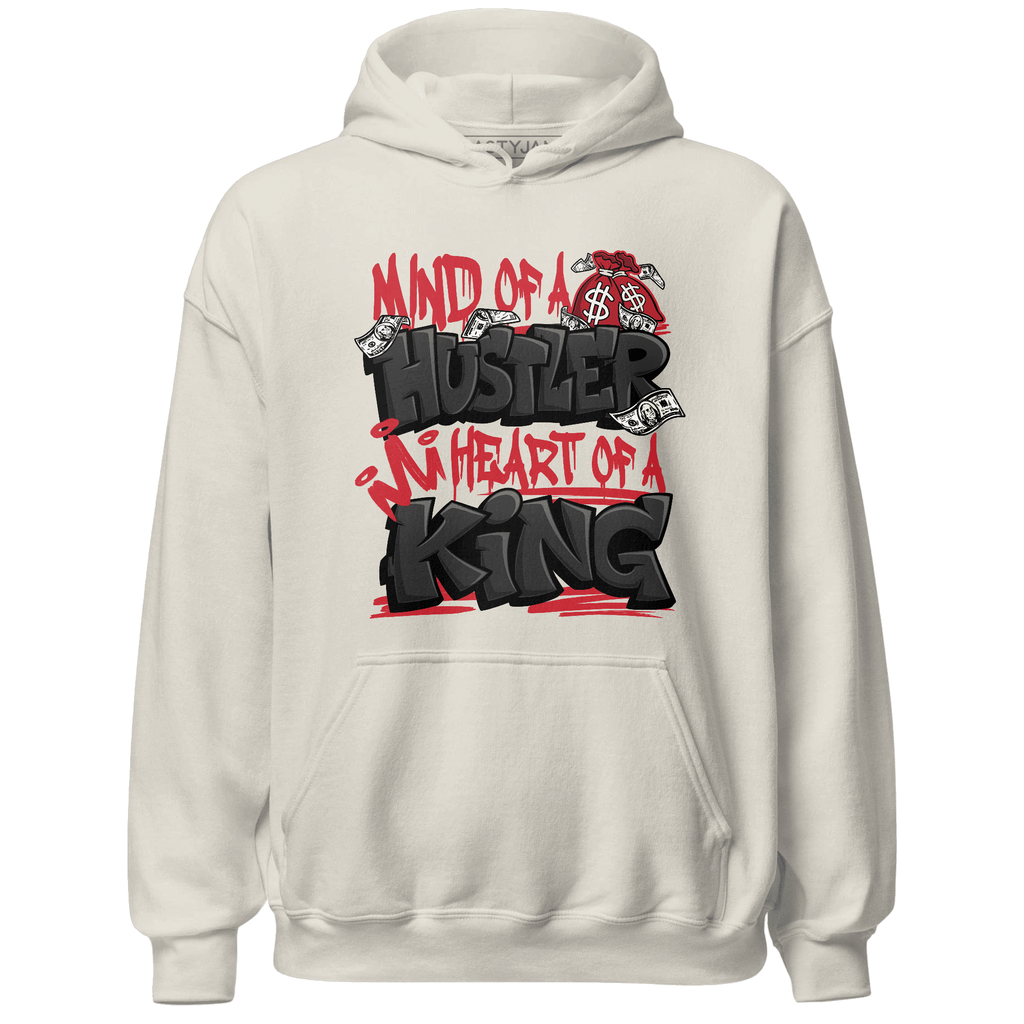 Jumman Jack Universityy Red Hoodie Match Hustler Heart King - NastyJamz