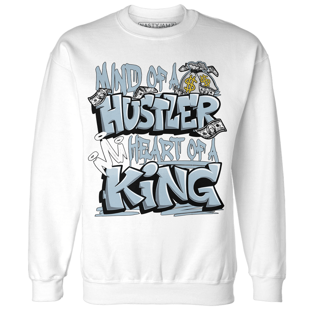 Blue Grey 13s Sweatshirt Match Hustler Heart King - NastyJamz