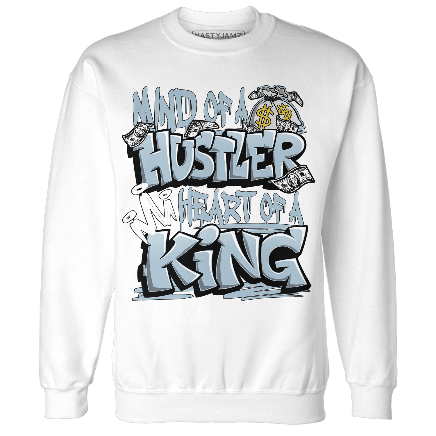 Blue Grey 13s Sweatshirt Match Hustler Heart King - NastyJamz