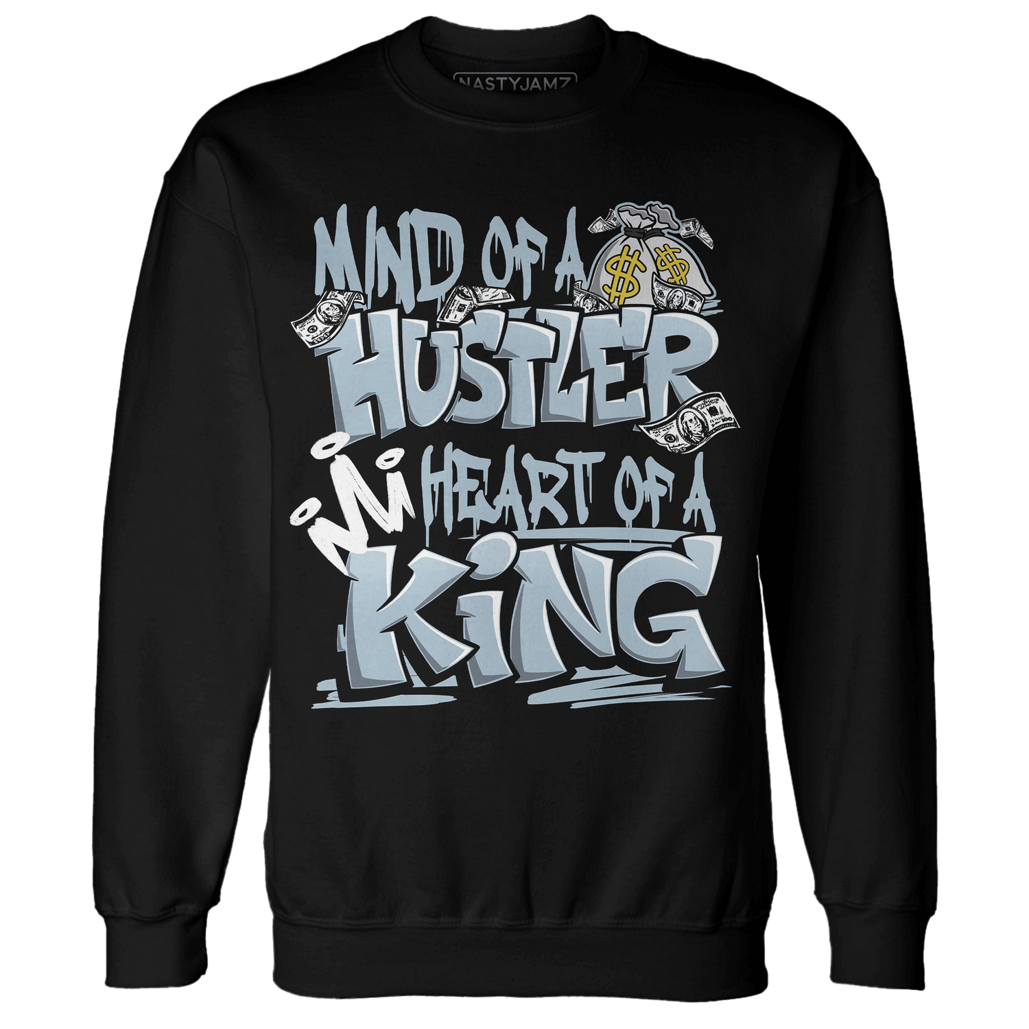Blue Grey 13s Sweatshirt Match Hustler Heart King - NastyJamz