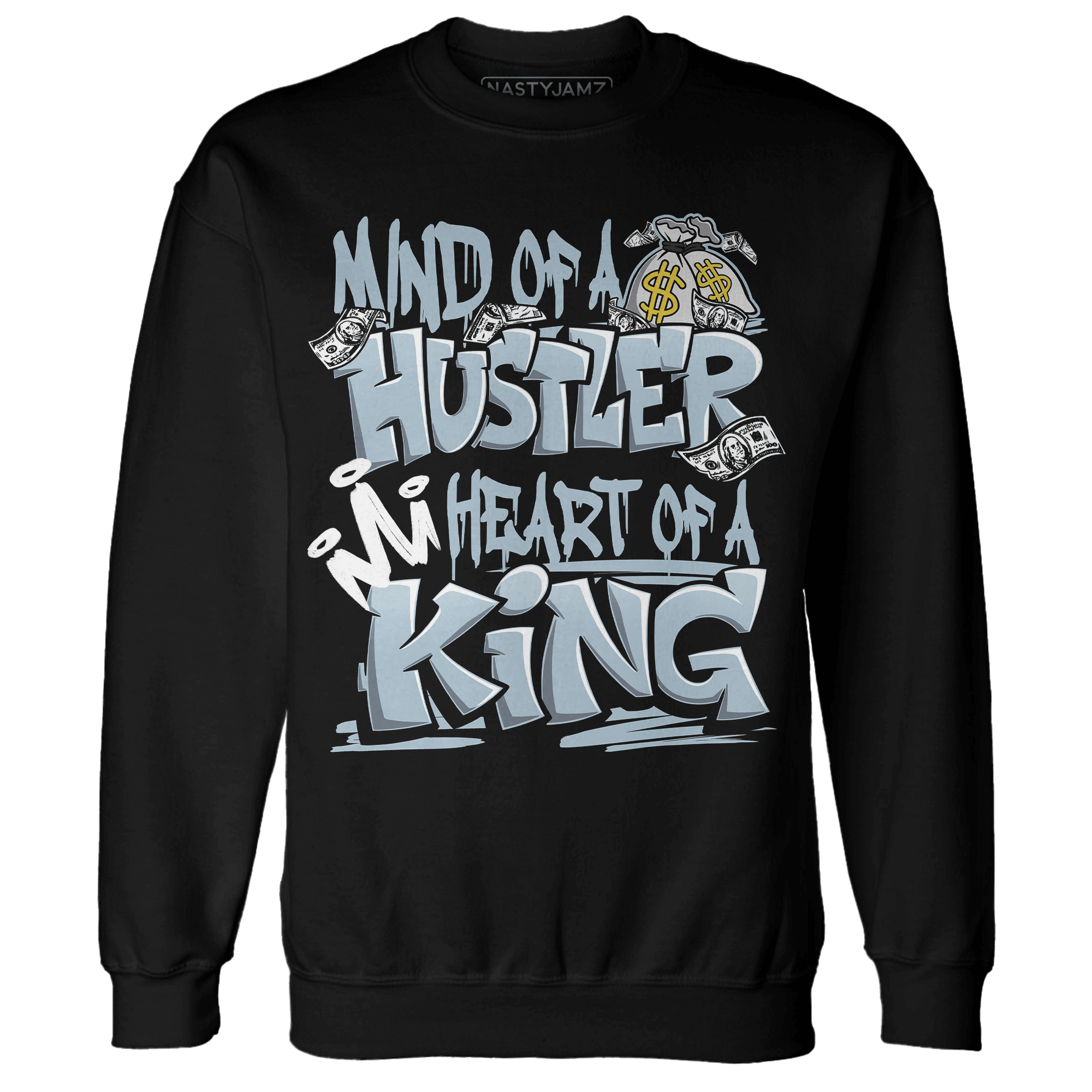 Blue Grey 13s Sweatshirt Match Hustler Heart King - NastyJamz