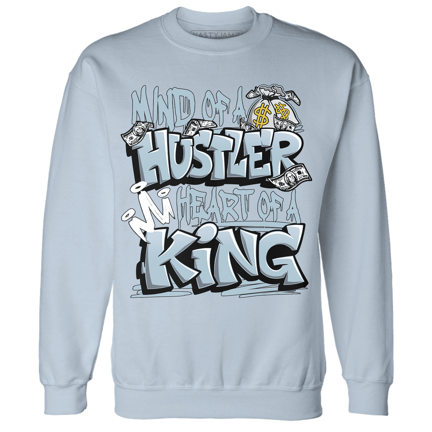 Blue Grey 13s Sweatshirt Match Hustler Heart King - NastyJamz