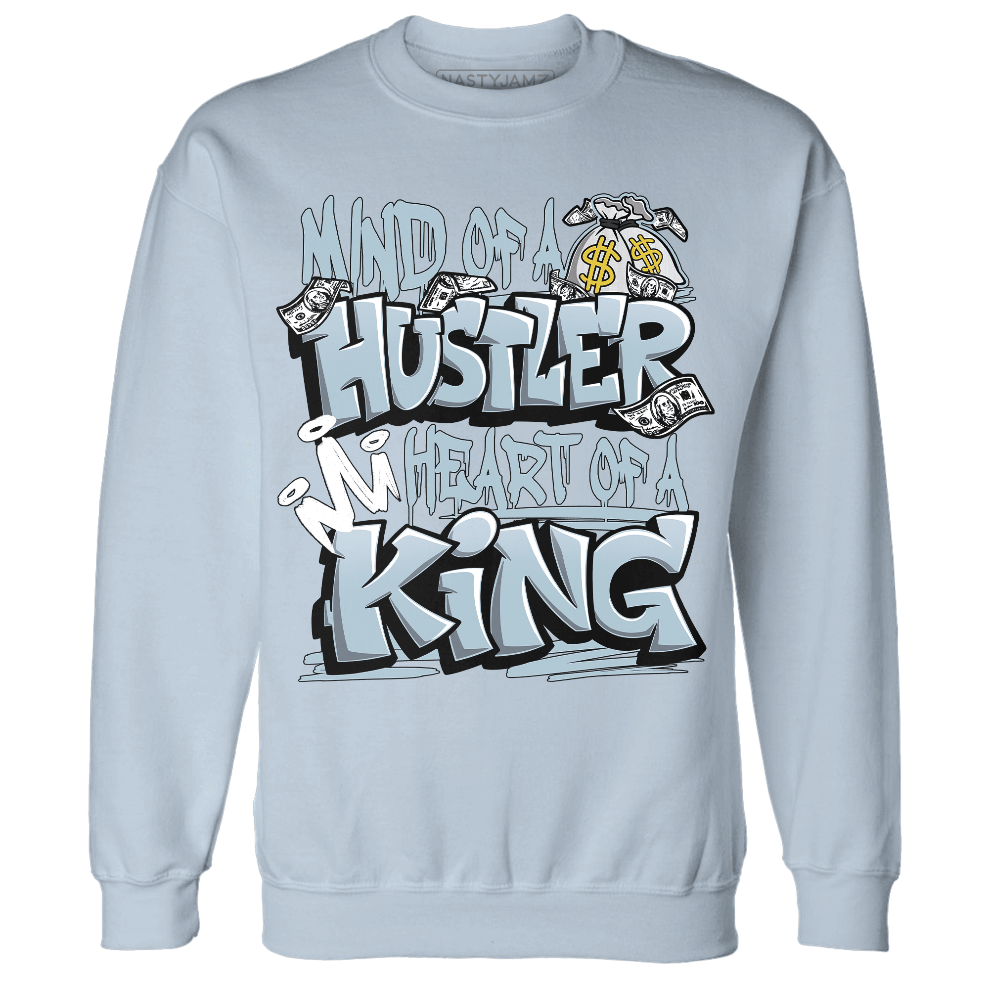 Blue Grey 13s Sweatshirt Match Hustler Heart King - NastyJamz