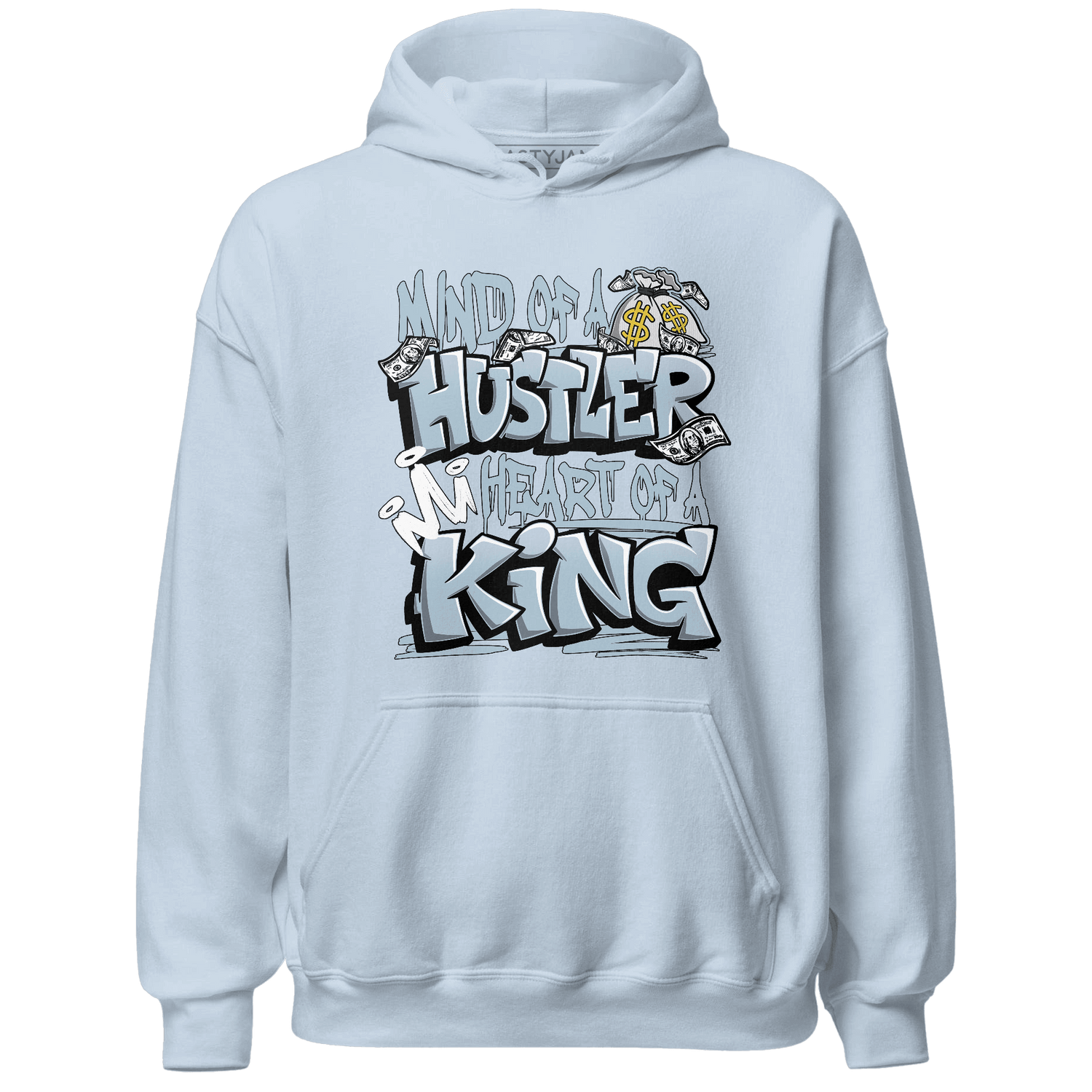 Blue Grey 13s Hoodie Match Hustler Heart King - NastyJamz