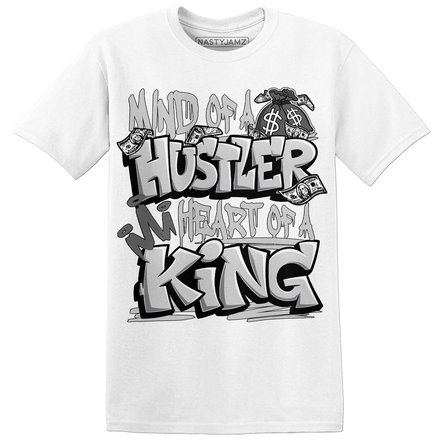 Retro High OG Black White 1s T Shirt Match Hustler Heart King - NastyJamz