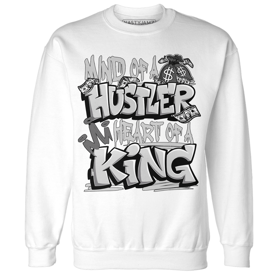 Retro High OG Black White 1s Sweatshirt Match Hustler Heart King - NastyJamz