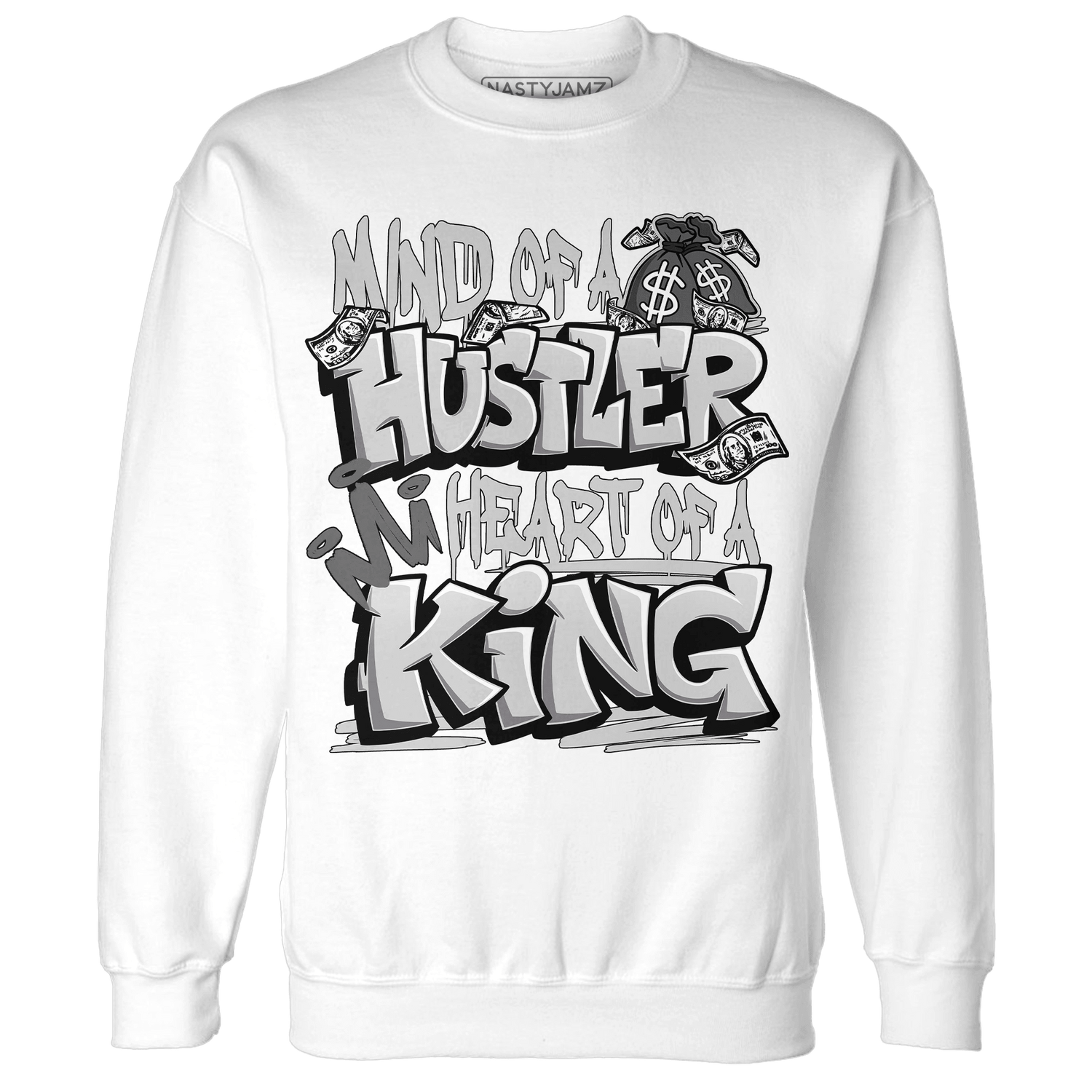 Retro High OG Black White 1s Sweatshirt Match Hustler Heart King - NastyJamz