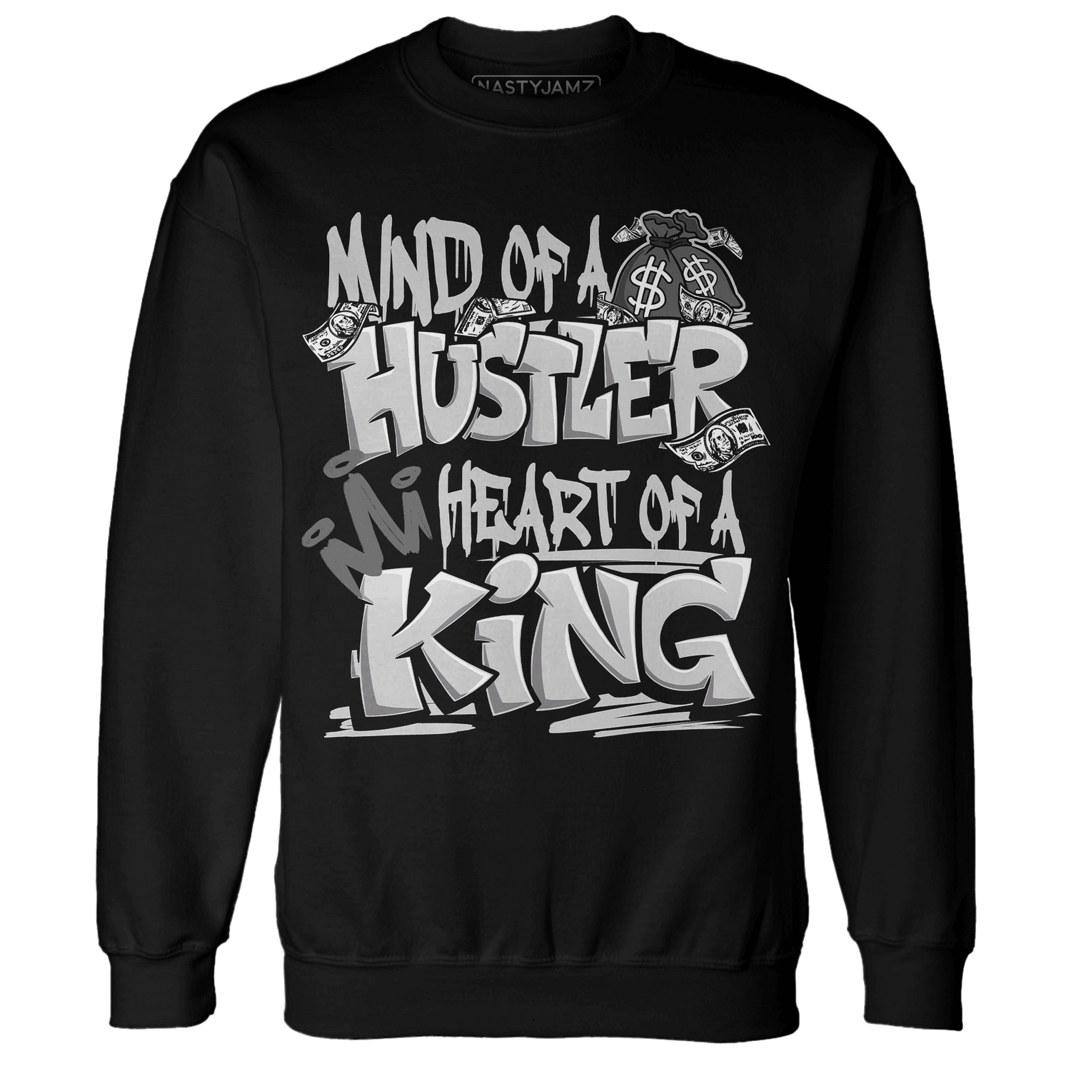 Retro High OG Black White 1s Sweatshirt Match Hustler Heart King - NastyJamz