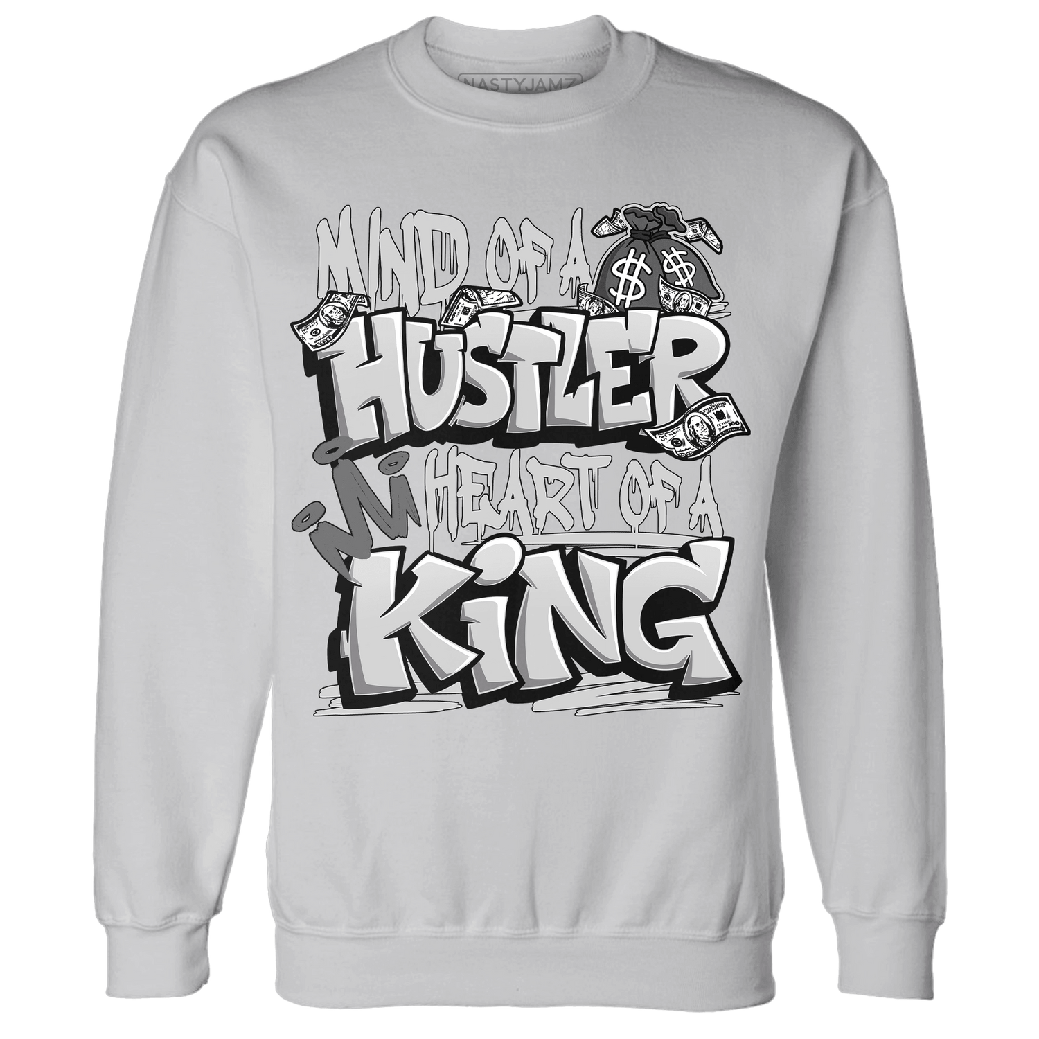 Retro High OG Black White 1s Sweatshirt Match Hustler Heart King - NastyJamz