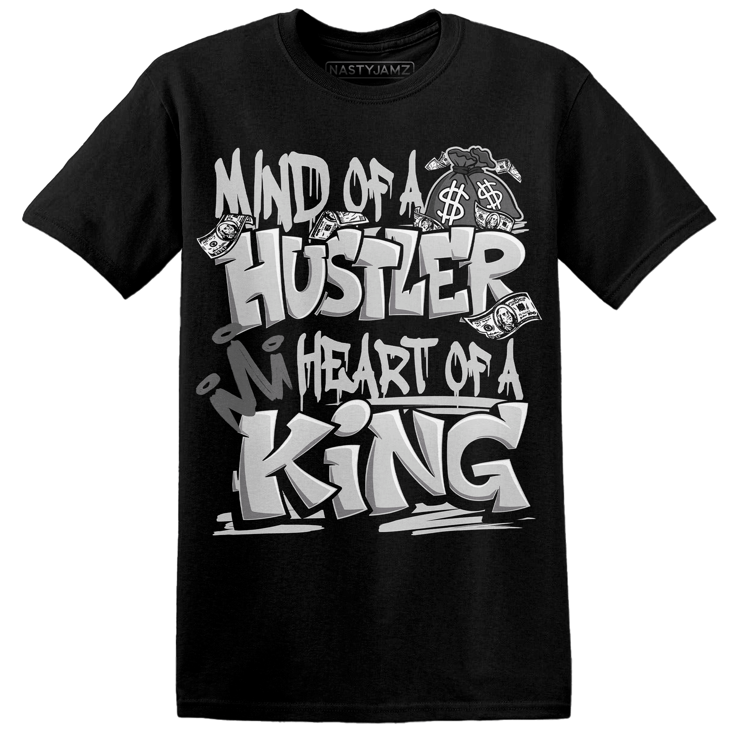 Retro High OG Black White 1s T Shirt Match Hustler Heart King - NastyJamz