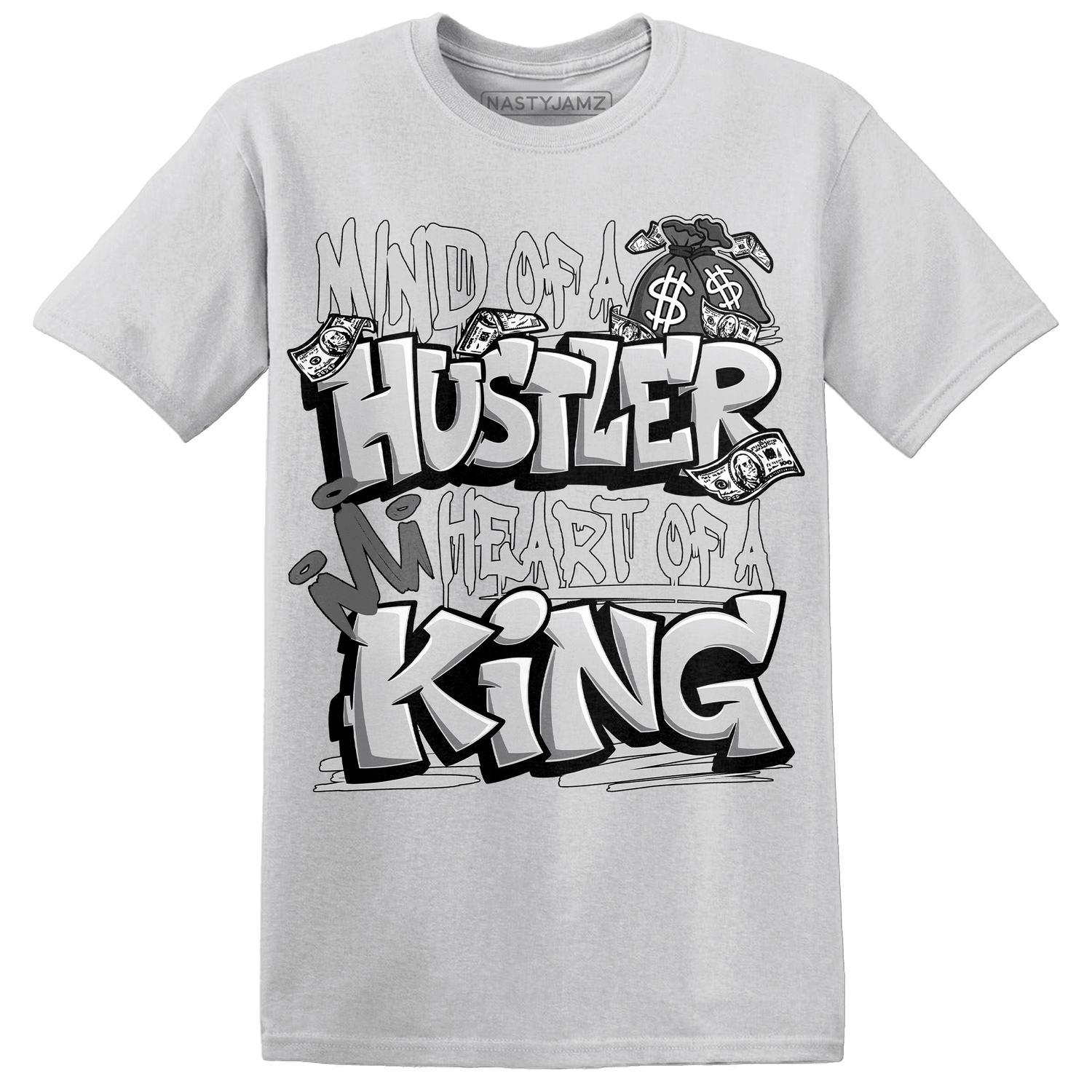 Retro High OG Black White 1s T Shirt Match Hustler Heart King - NastyJamz