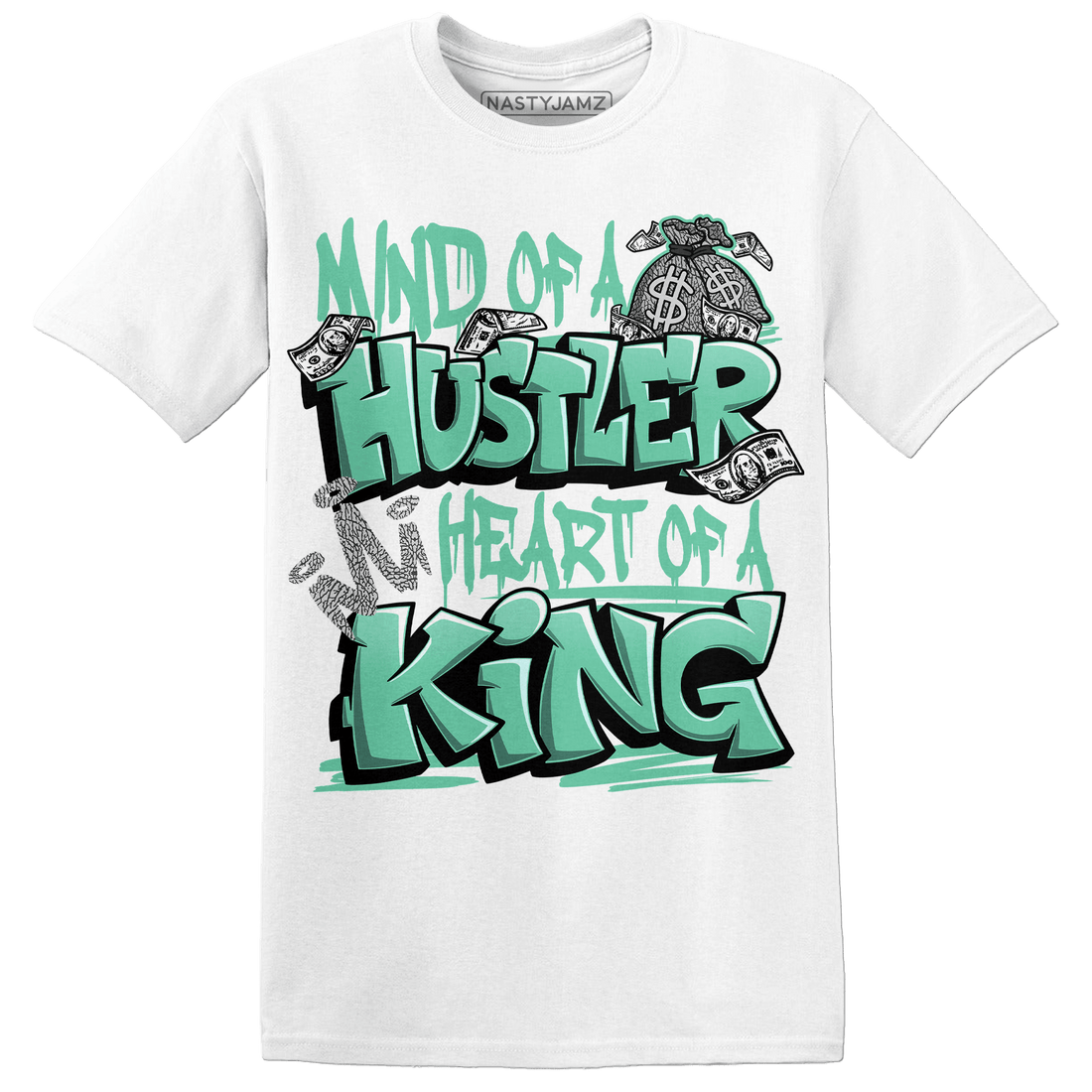 Green Glow 3s T Shirt Match Hustler Heart King - NastyJamz