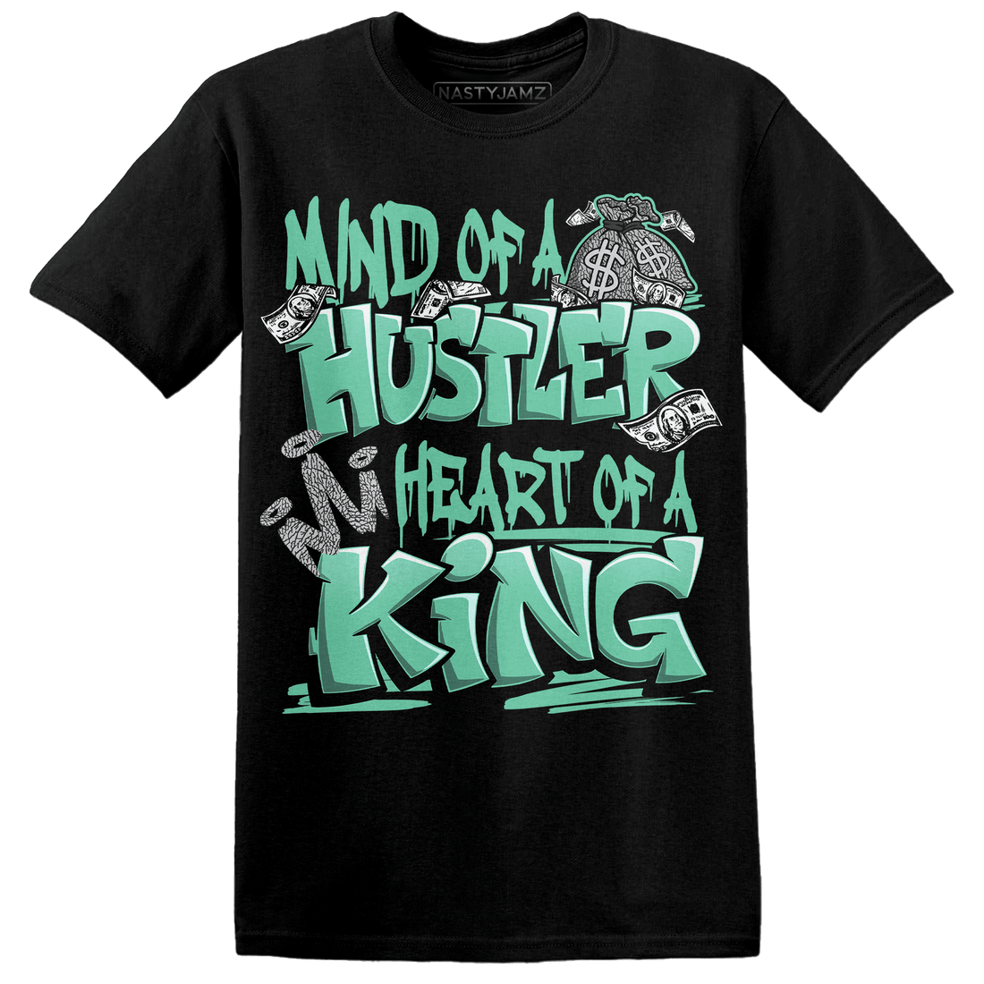 Green Glow 3s T Shirt Match Hustler Heart King - NastyJamz