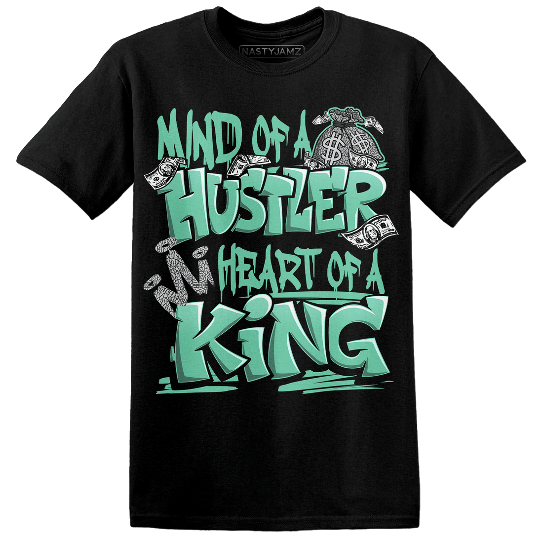 Green Glow 3s T Shirt Match Hustler Heart King - NastyJamz