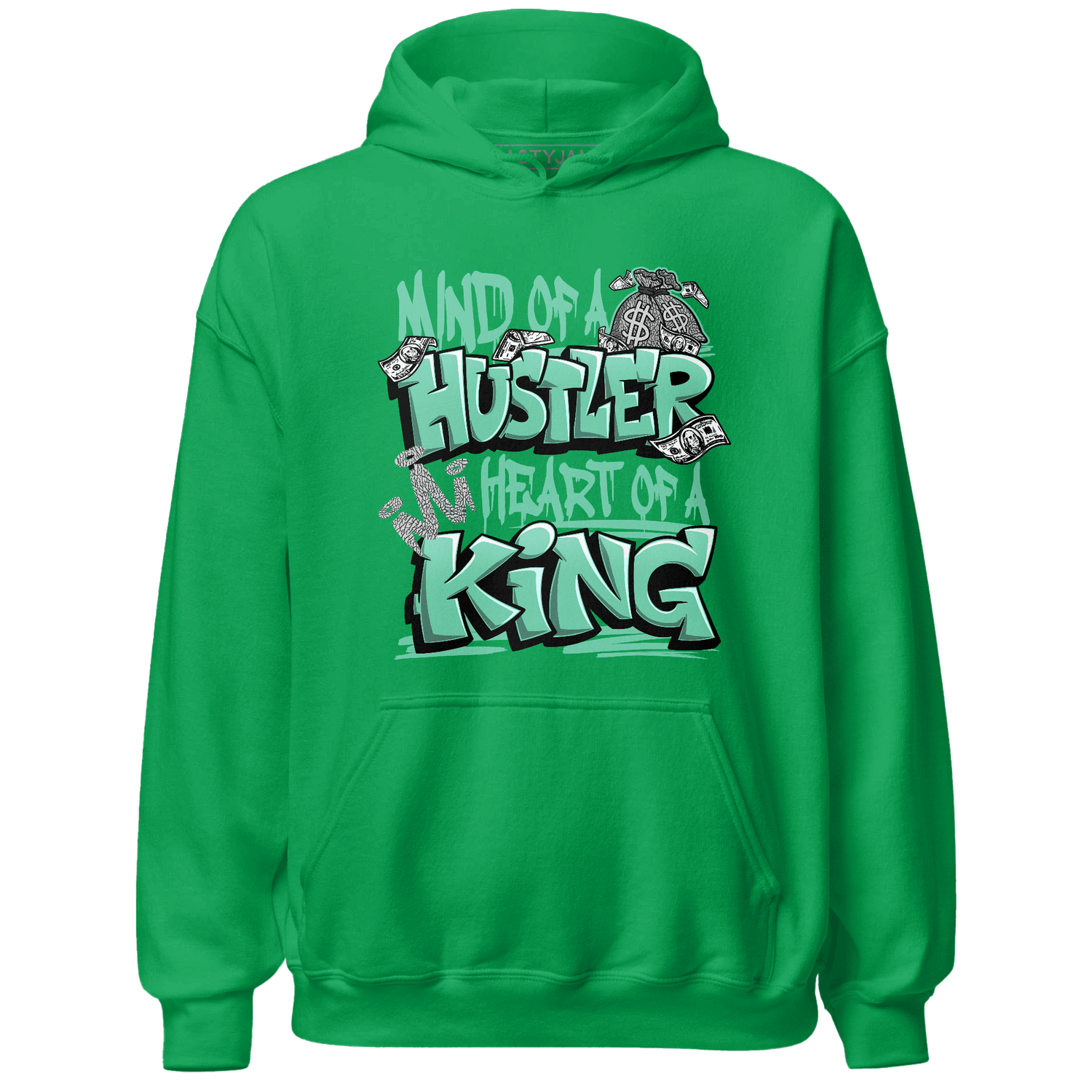 Green Glow 3s Hoodie Match Hustler Heart King - NastyJamz