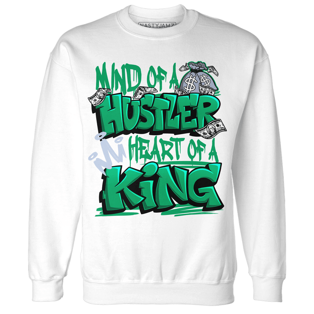 Lucky Green 5s Sweatshirt Match Hustler Heart King - NastyJamz