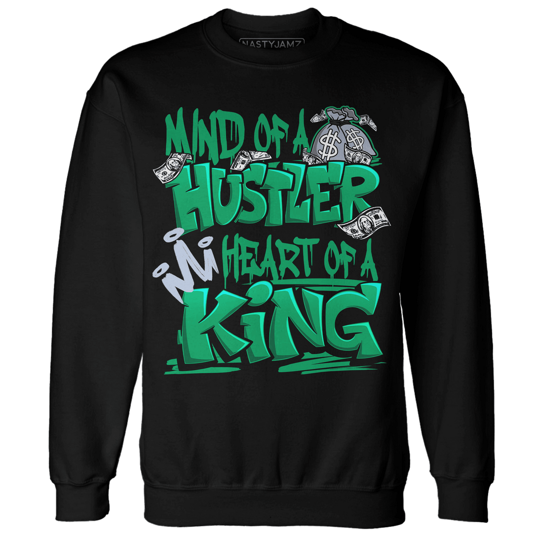 Lucky Green 5s Sweatshirt Match Hustler Heart King - NastyJamz