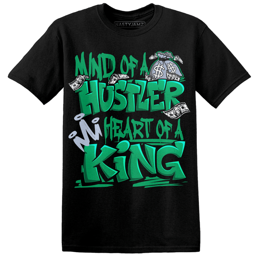 Lucky Green 5s T Shirt Match Hustler Heart King - NastyJamz