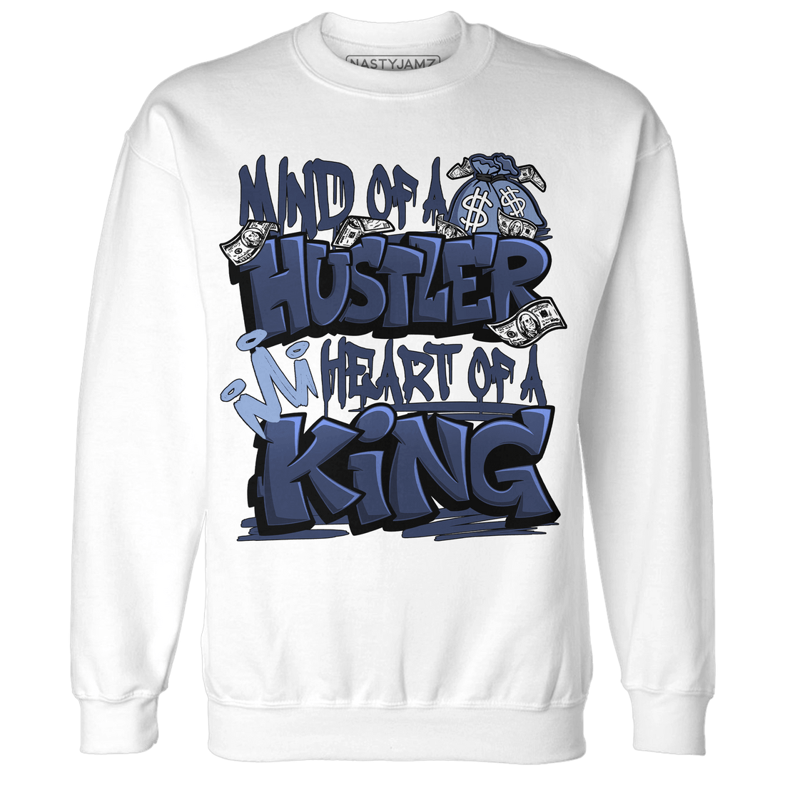 Midnight Navy 5s Sweatshirt Match Hustler Heart King - NastyJamz