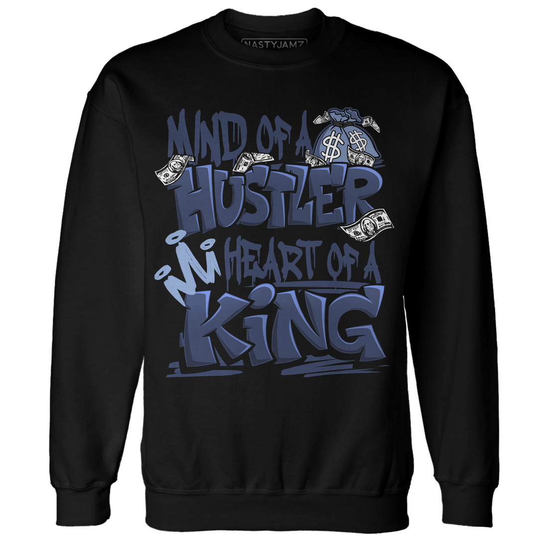 Midnight Navy 5s Sweatshirt Match Hustler Heart King - NastyJamz