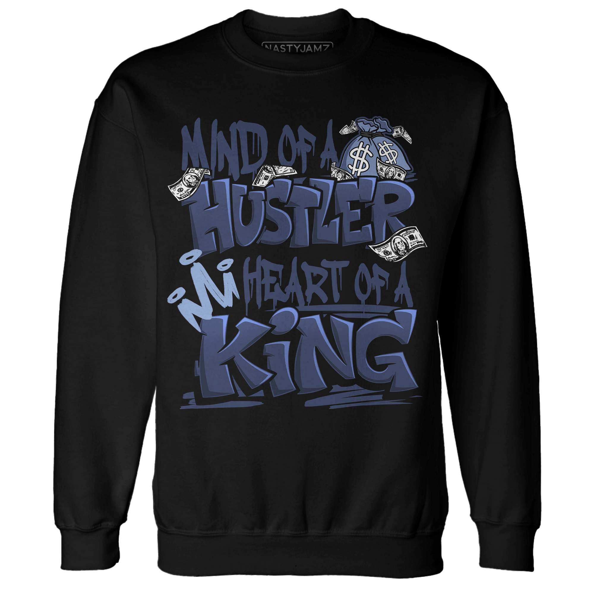 Midnight Navy 5s Sweatshirt Match Hustler Heart King - NastyJamz