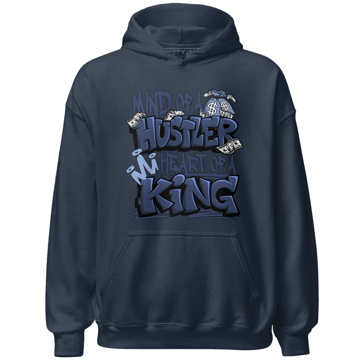 Midnight Navy 5s Hoodie Match Hustler Heart King - NastyJamz