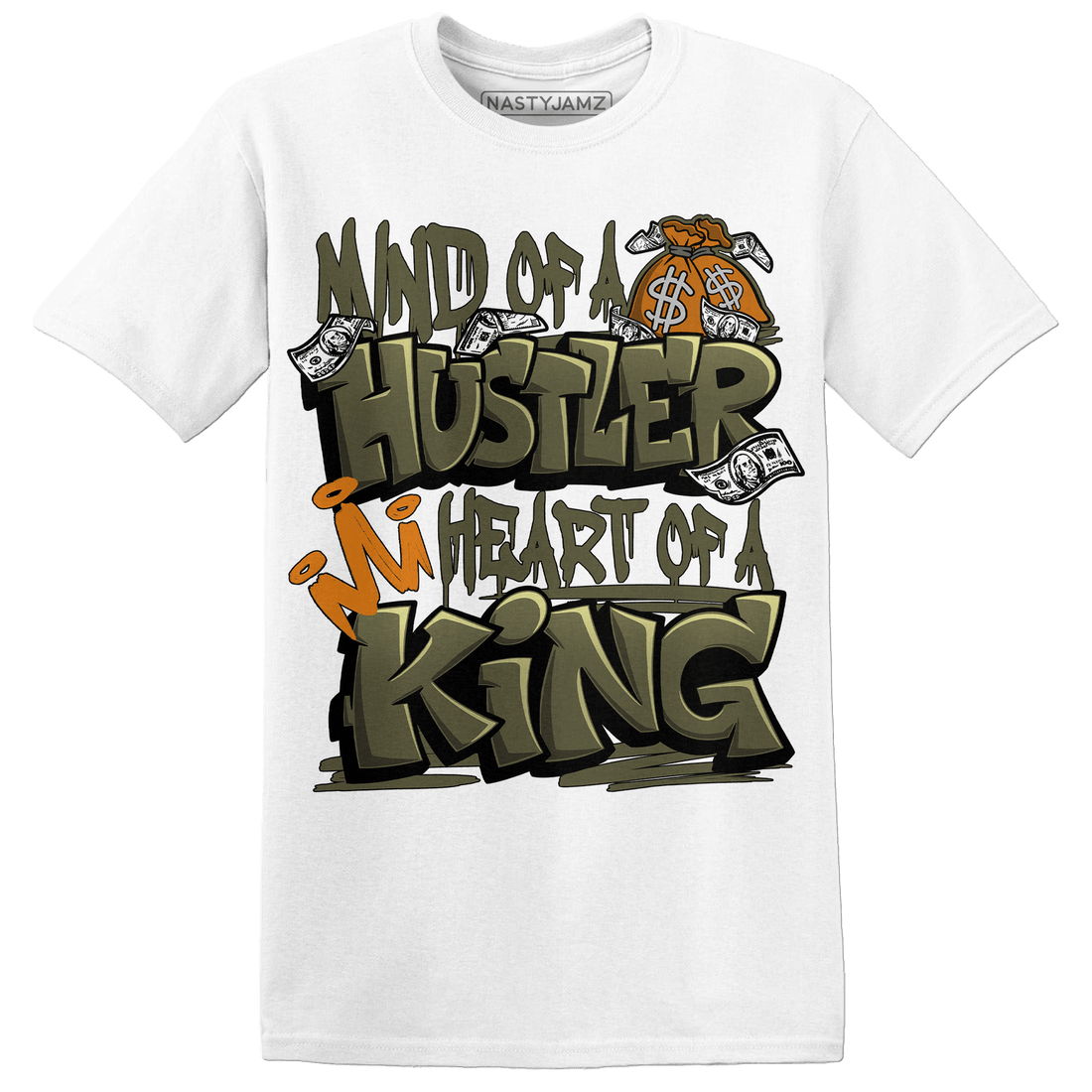 Olive 5s T Shirt Match Hustler Heart King - NastyJamz