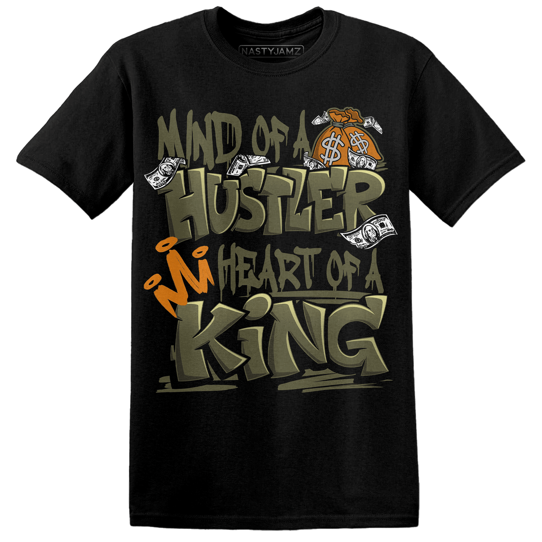 Olive 5s T Shirt Match Hustler Heart King - NastyJamz