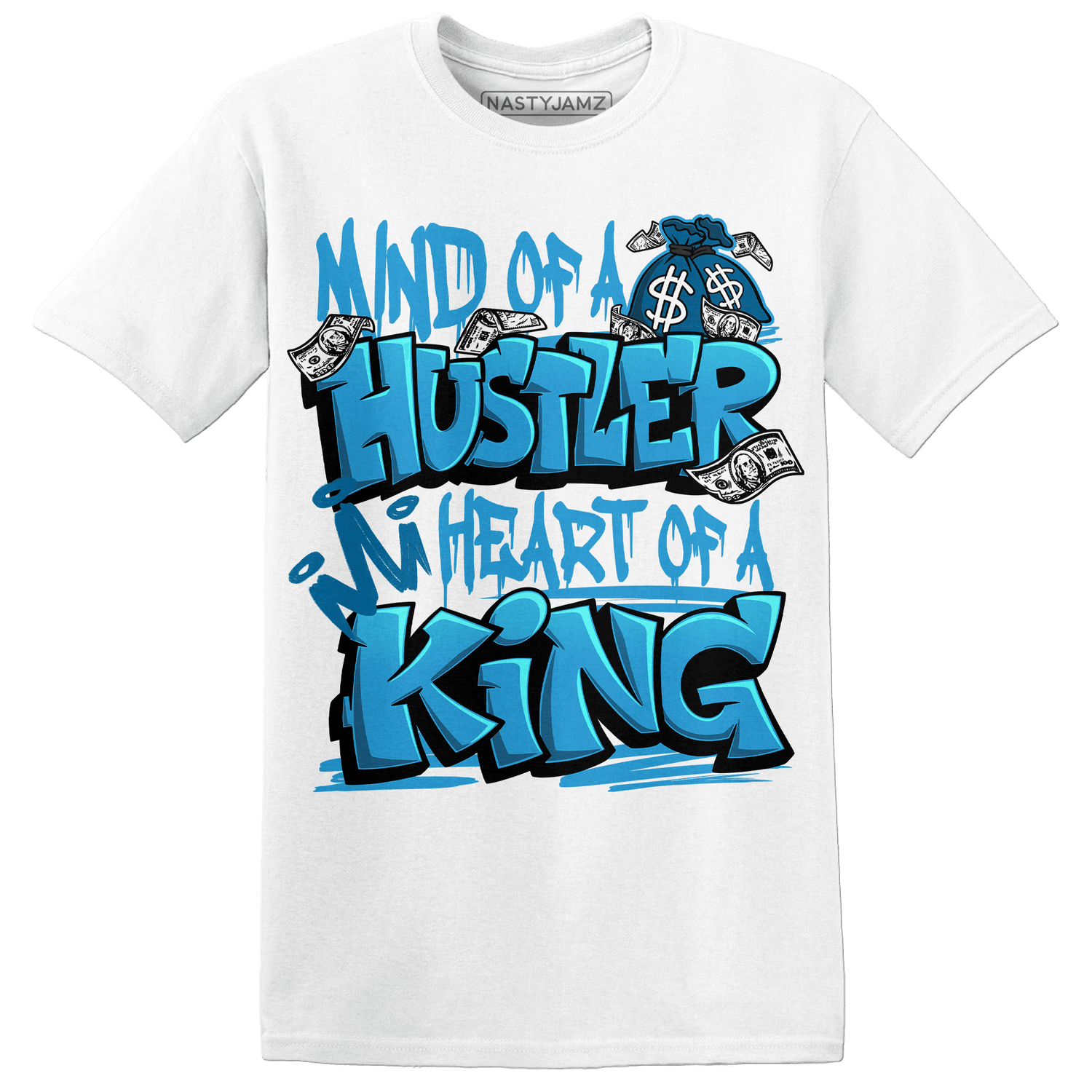 Powder Blue 9s T Shirt Match Hustler Heart King - NastyJamz