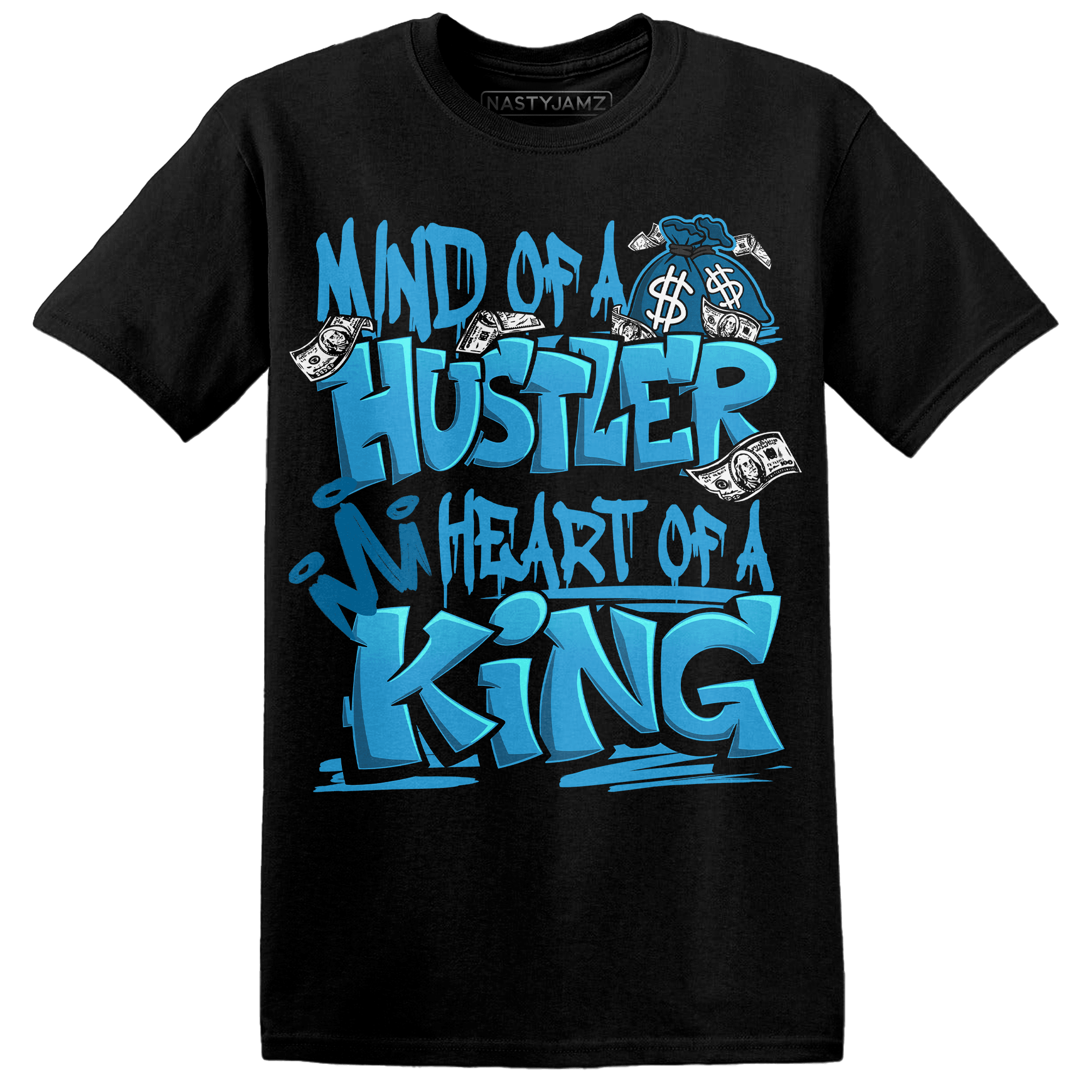 Powder Blue 9s T Shirt Match Hustler Heart King - NastyJamz