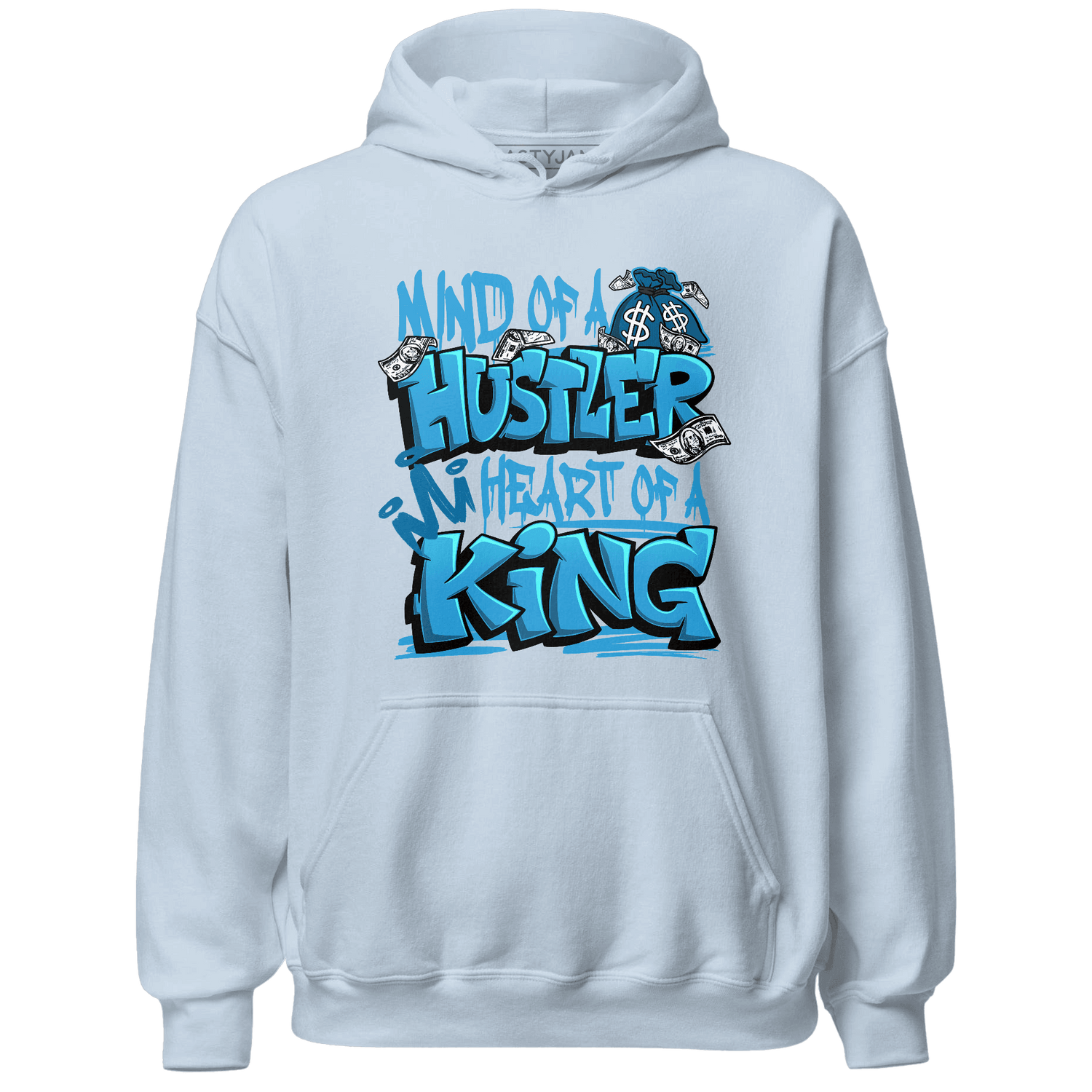 Powder Blue 9s Hoodie Match Hustler Heart King - NastyJamz