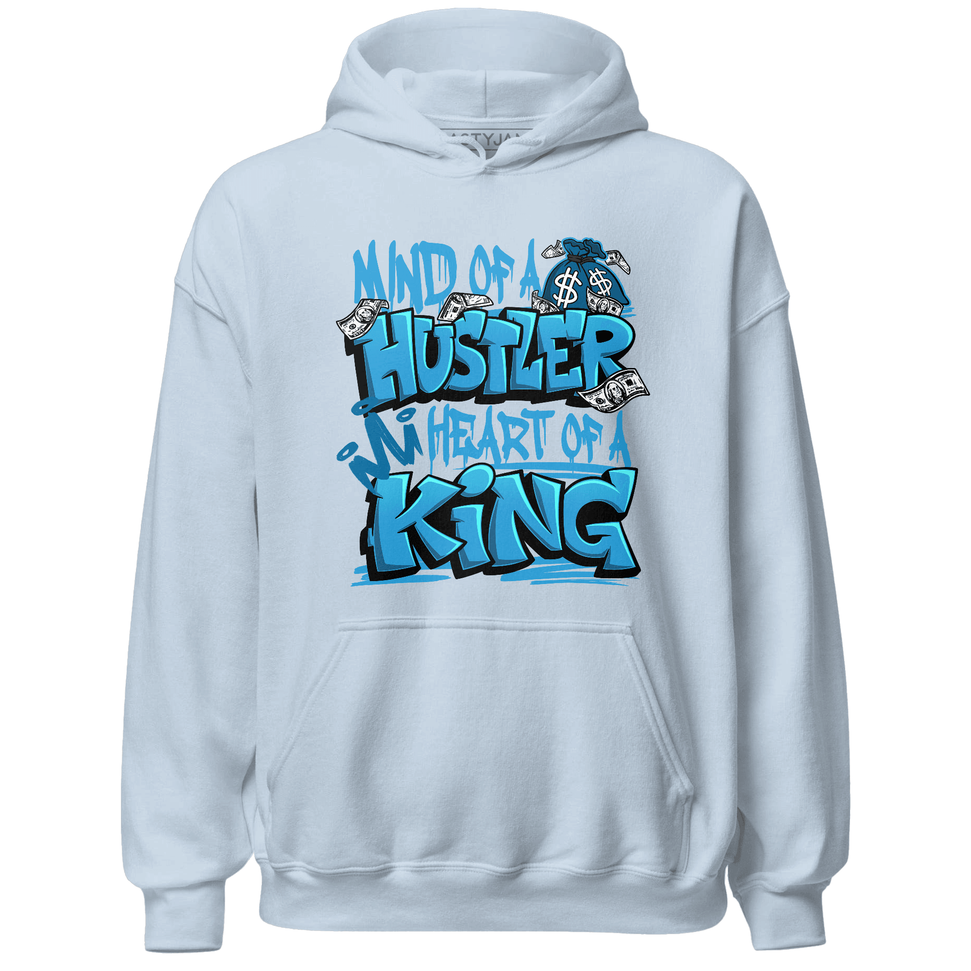 Powder Blue 9s Hoodie Match Hustler Heart King - NastyJamz