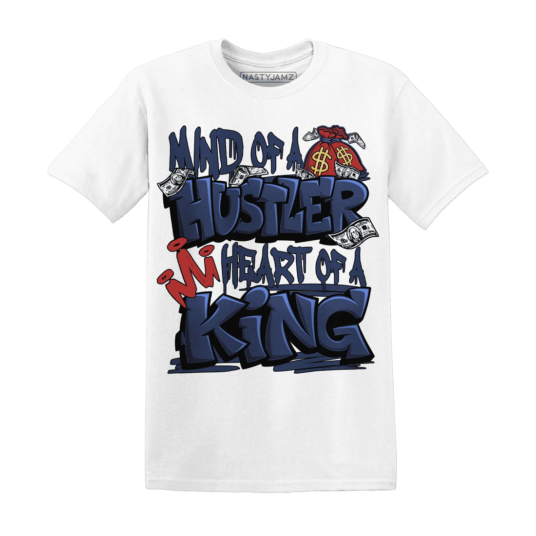 VaporMax-Air-Plus-Midnight-Navy-Gold-Black-NastyJamz-T-Shirt-Match-Hustler-Heart-King