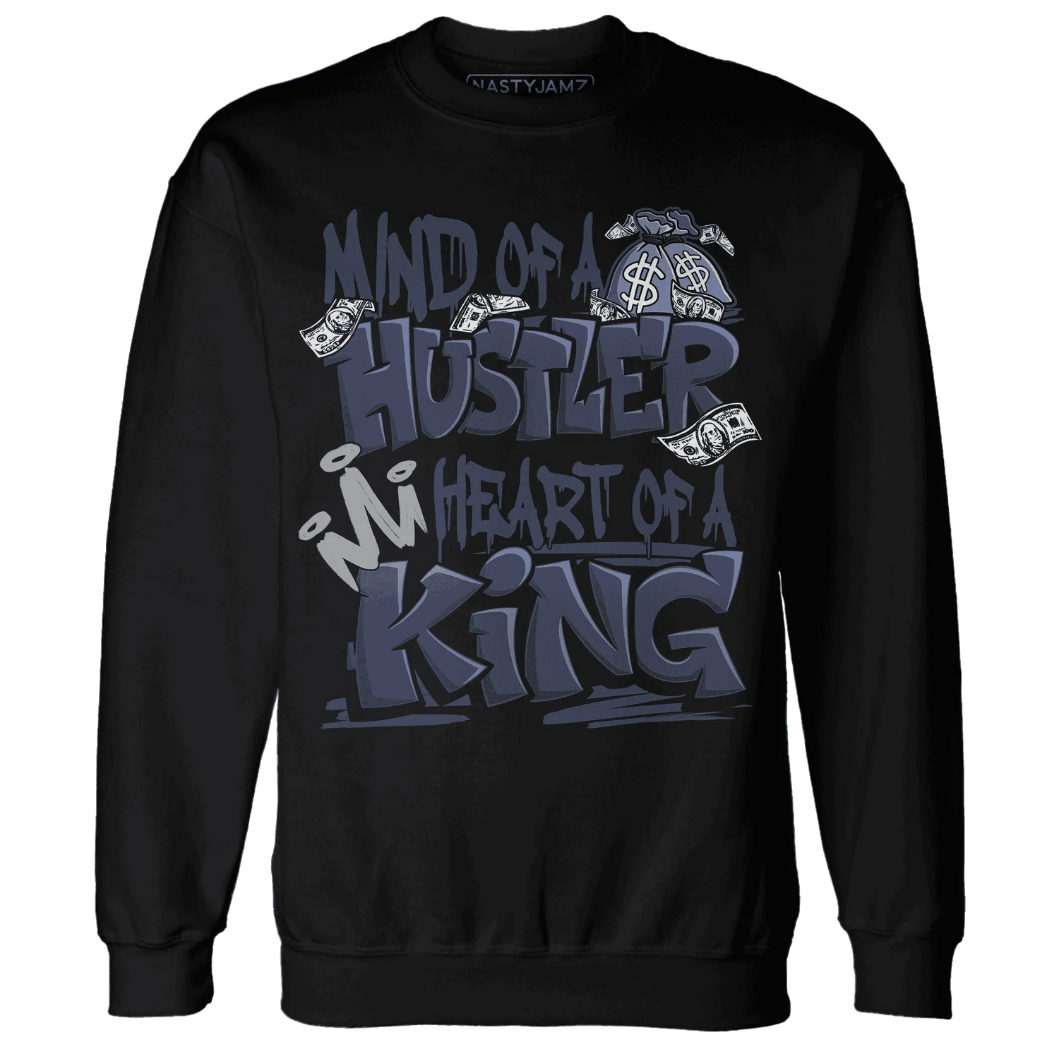 VaporMax-Plus-Midnight-Navy-White-Metallic-Silver-NastyJamz-Sweatshirt-Match-Hustler-Heart-King