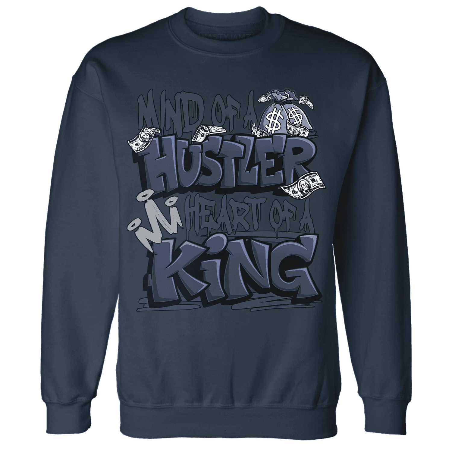 VaporMax-Plus-Midnight-Navy-White-Metallic-Silver-NastyJamz-Sweatshirt-Match-Hustler-Heart-King
