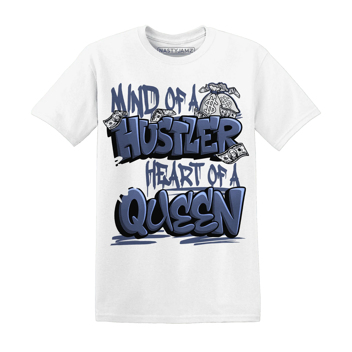 Low-Diffused-Blue-11s-T-Shirt-Match-Hustler-Heart-Queen
