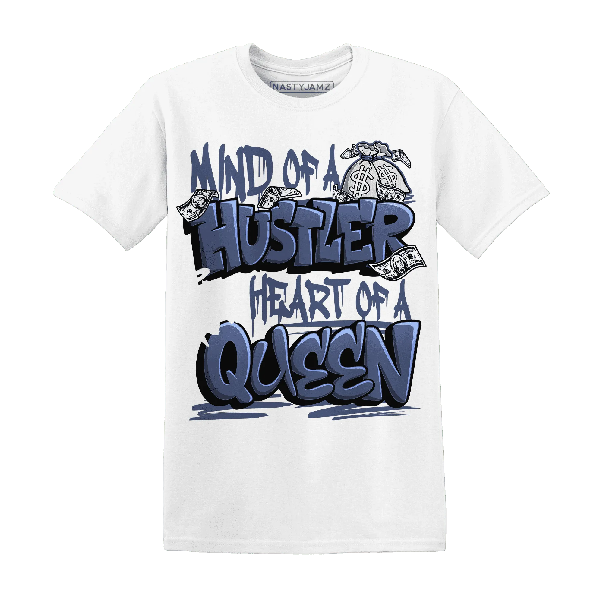 Low-Diffused-Blue-11s-T-Shirt-Match-Hustler-Heart-Queen