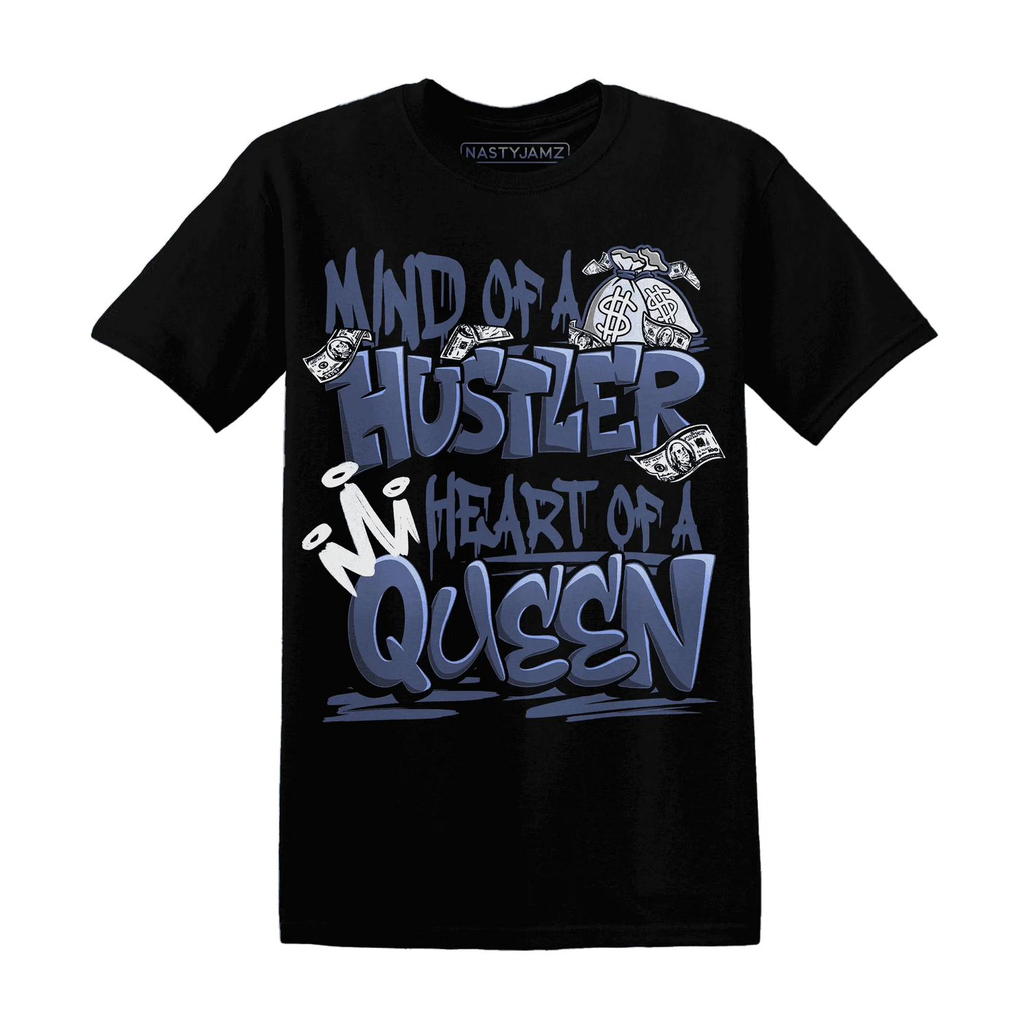 Low-Diffused-Blue-11s-T-Shirt-Match-Hustler-Heart-Queen