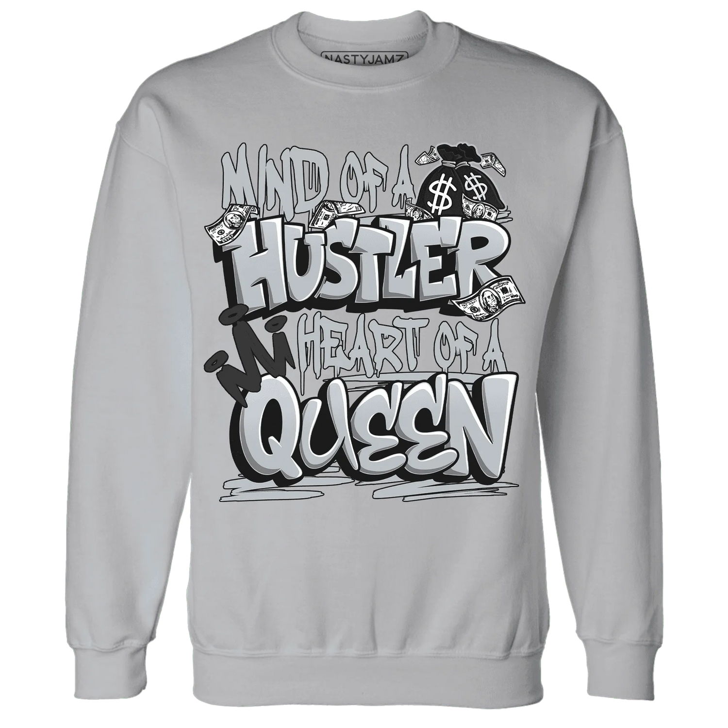 NastyJamz-Wolf-Grey-12s-Sweatshirt-Match-Hustler-Heart-Queen