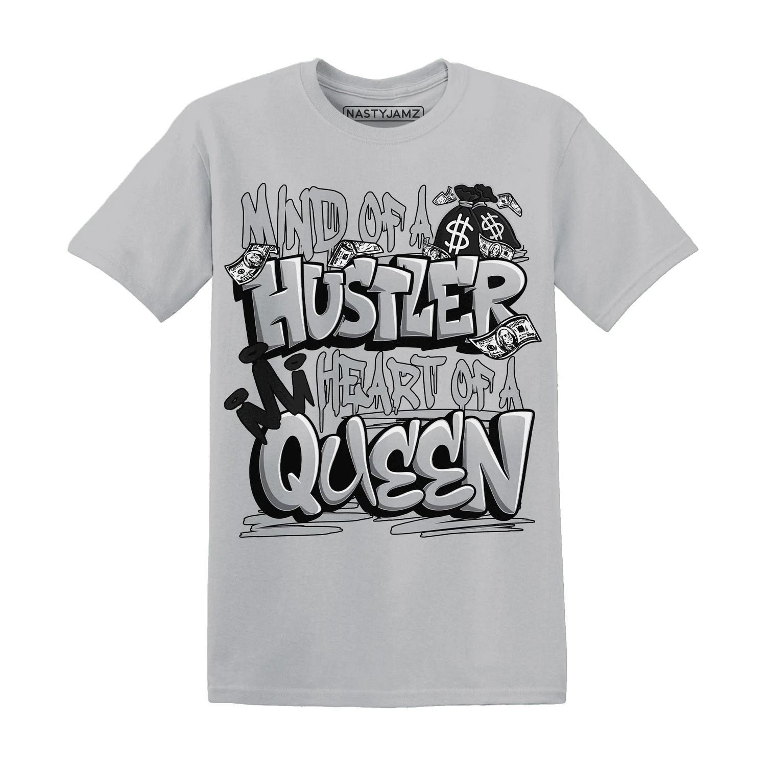 NastyJamz-Wolf-Grey-12s-T-Shirt-Match-Hustler-Heart-Queen
